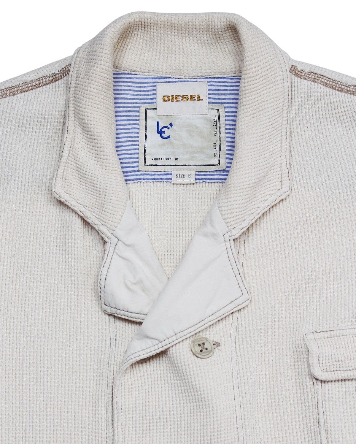 Diesel 2000S DIESEL DOUBLE-BREASTED WAFFLE KNIT COTTON JACKET Size US S / EU 44-46 / 1 - 2 Thumbnail