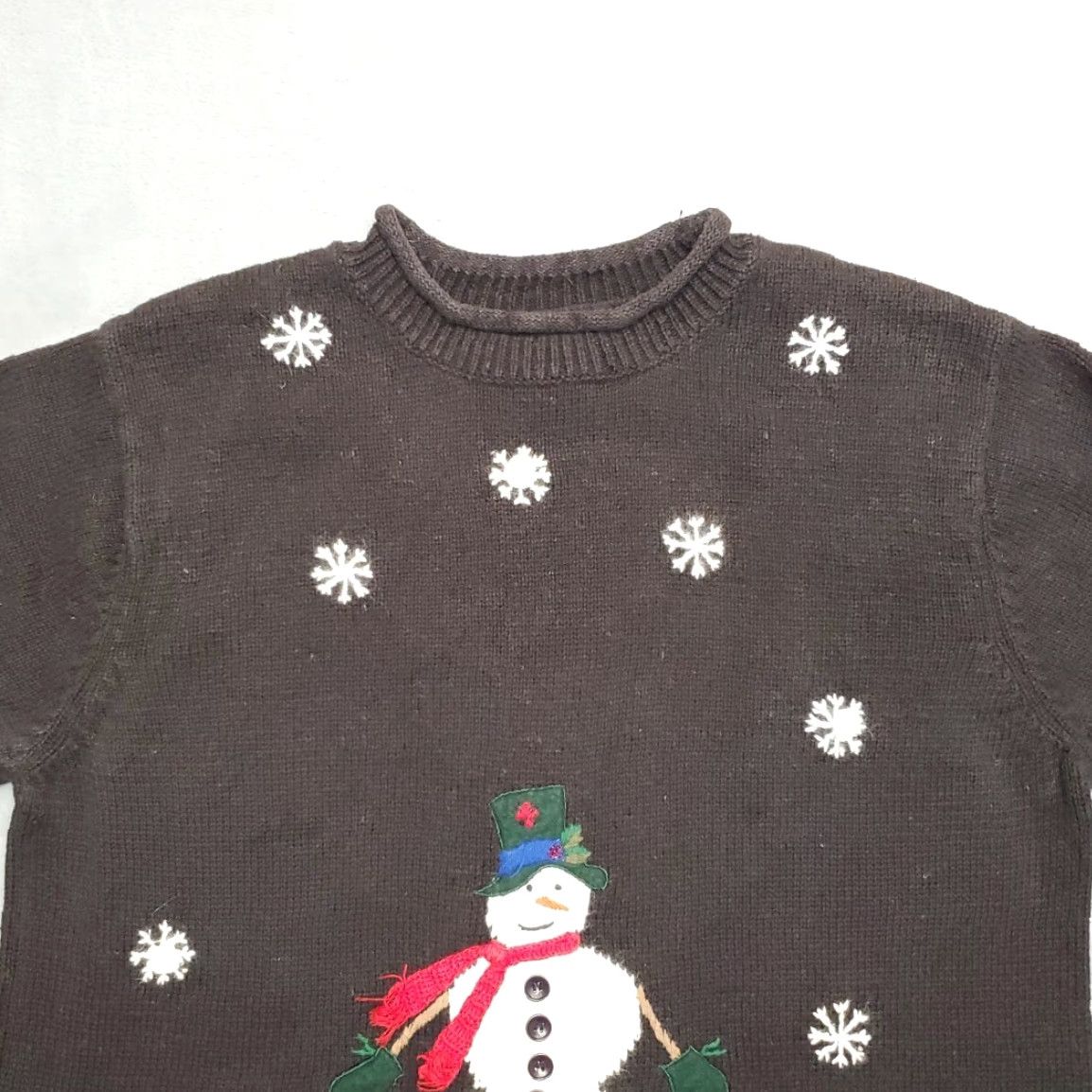 Etro VINTAGE Christmas Sweater Womens Large Black Snowman Holiday Retro Y2K 90s Granny Size M / US 6-8 / IT 42-44 - 3 Thumbnail