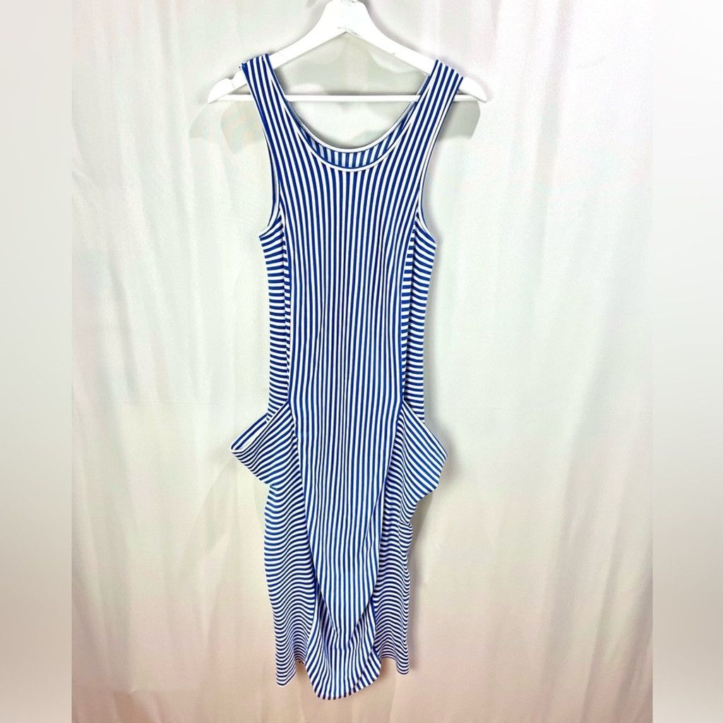 Other Blue Striped Slouch Pocket Tank Midi Dress Size M Size M / US 6-8 / IT 42-44 - 2 Thumbnail