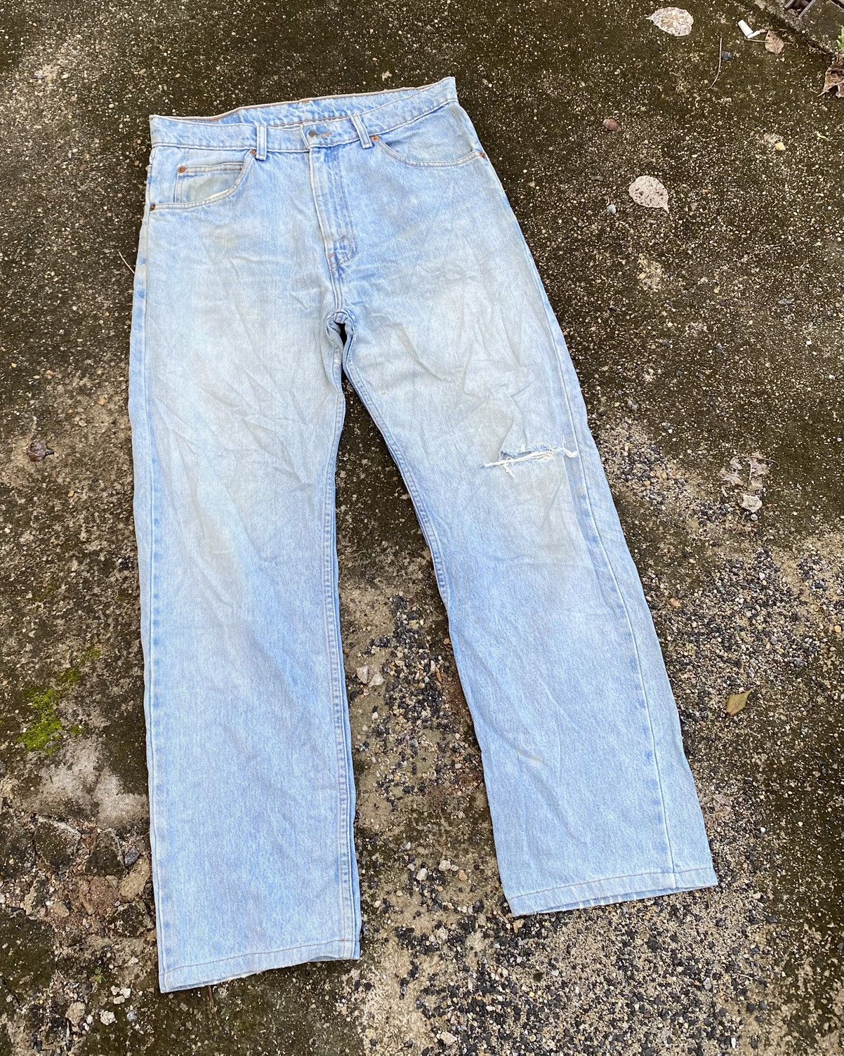 Levi's Vintage Levis 607 Orange Tab Stone Wash Distressed Denim Size US 33 - 5 Thumbnail