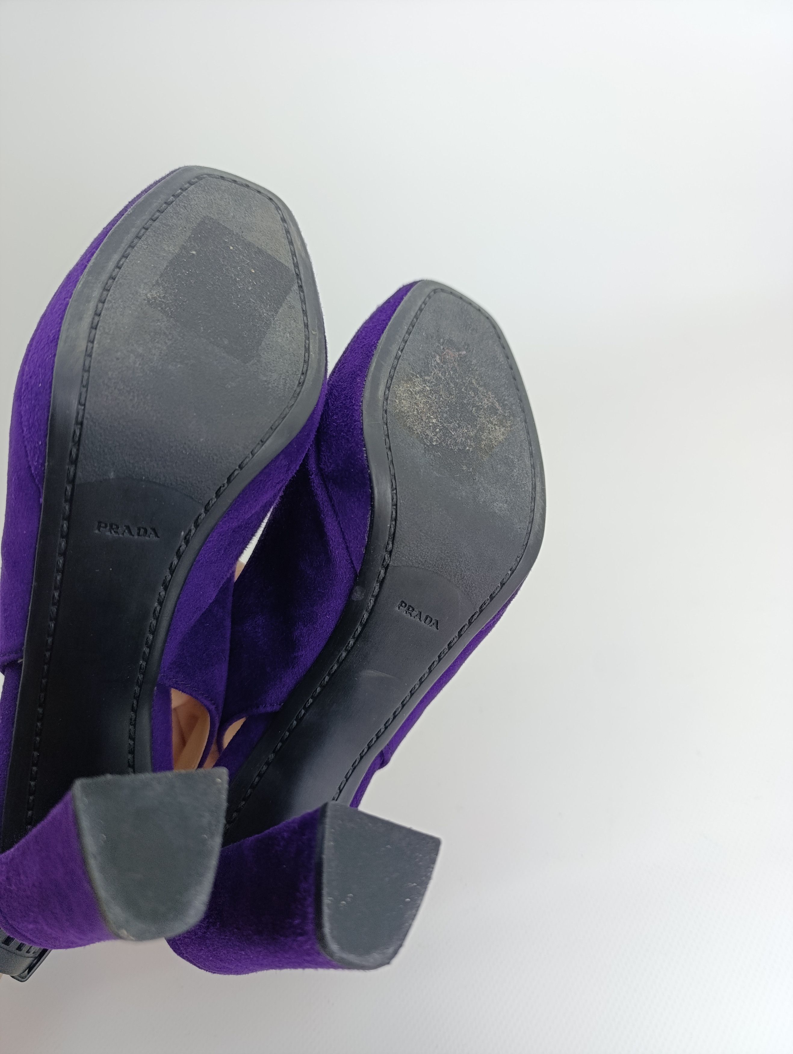 Prada PRADA BARHAT SANDALS HEELS PURPLE RED TAB Size US 7 / IT 37 - 15 Thumbnail