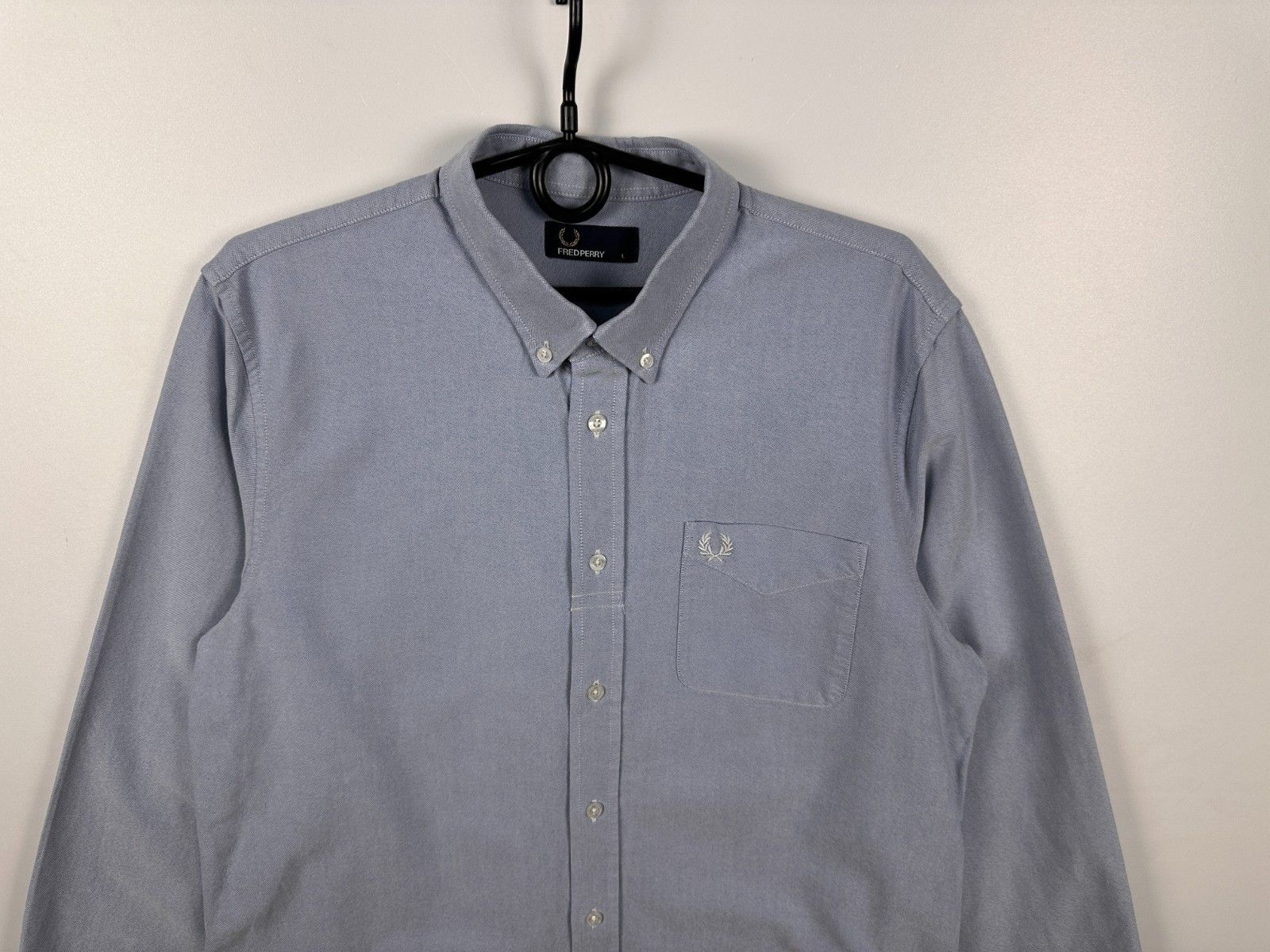 Fred Perry Fred Perry Long Sleeve Oxford Shirt Light Smoke Blue Size L Size US L / EU 52-54 / 3 - 3 Thumbnail