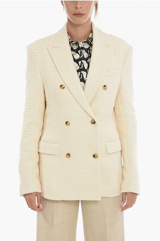 image of Amiri Og1Mm0524 Double Breasted Blazer In White, Women's (Size XS)