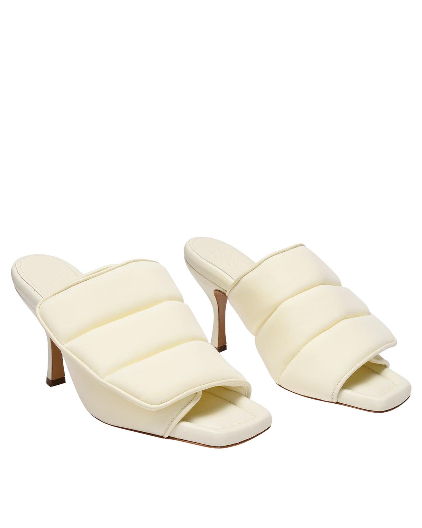 image of Gia Borghini Quilted Ivory Heel Shoesed Mules Shoes in Beige, Women's (Size 10)