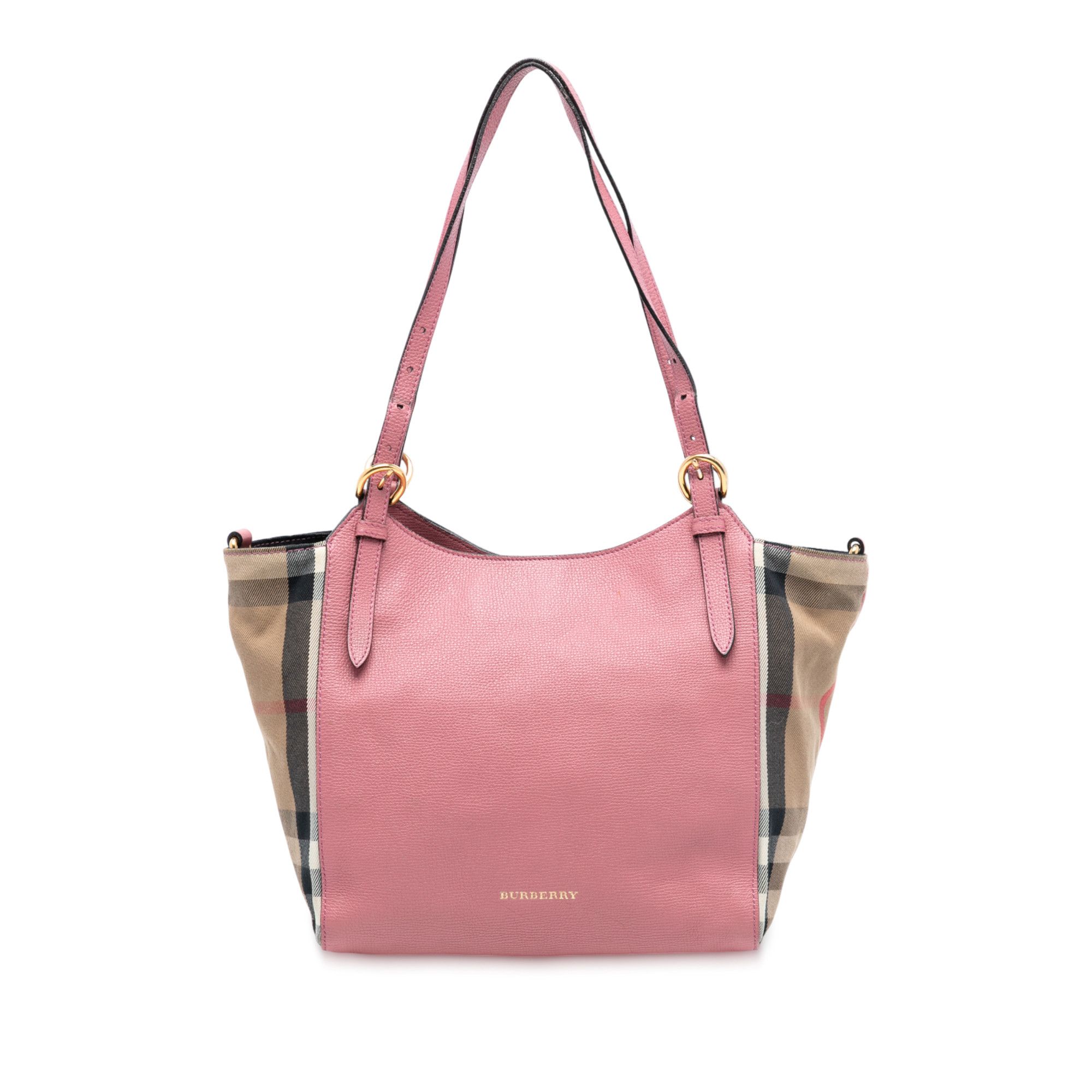 Burberry Burberry Small Leather and House Check Canvas Canterbury Tote Size ONE SIZE - 1 Thumbnail