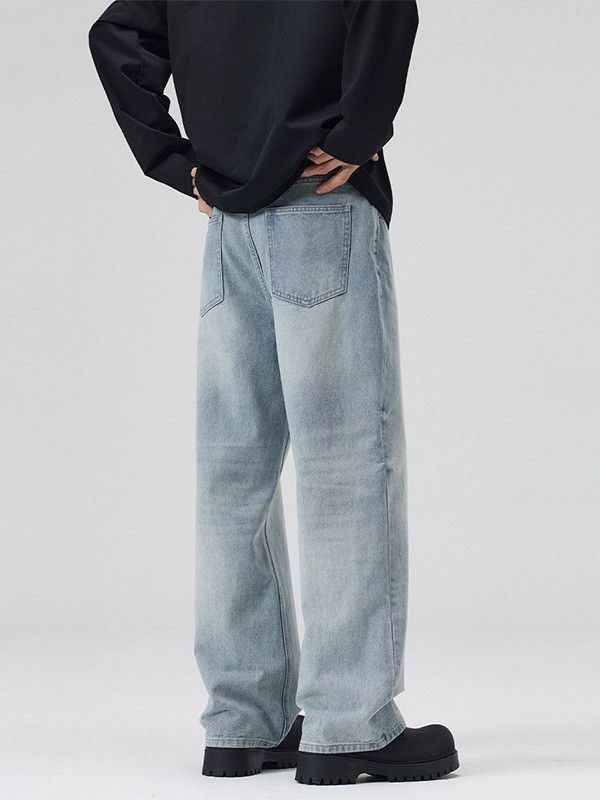 Japanese Brand Men's trendy cleanfit high-street washed light blue jeans Size US 32 / EU 48 - 4 Thumbnail
