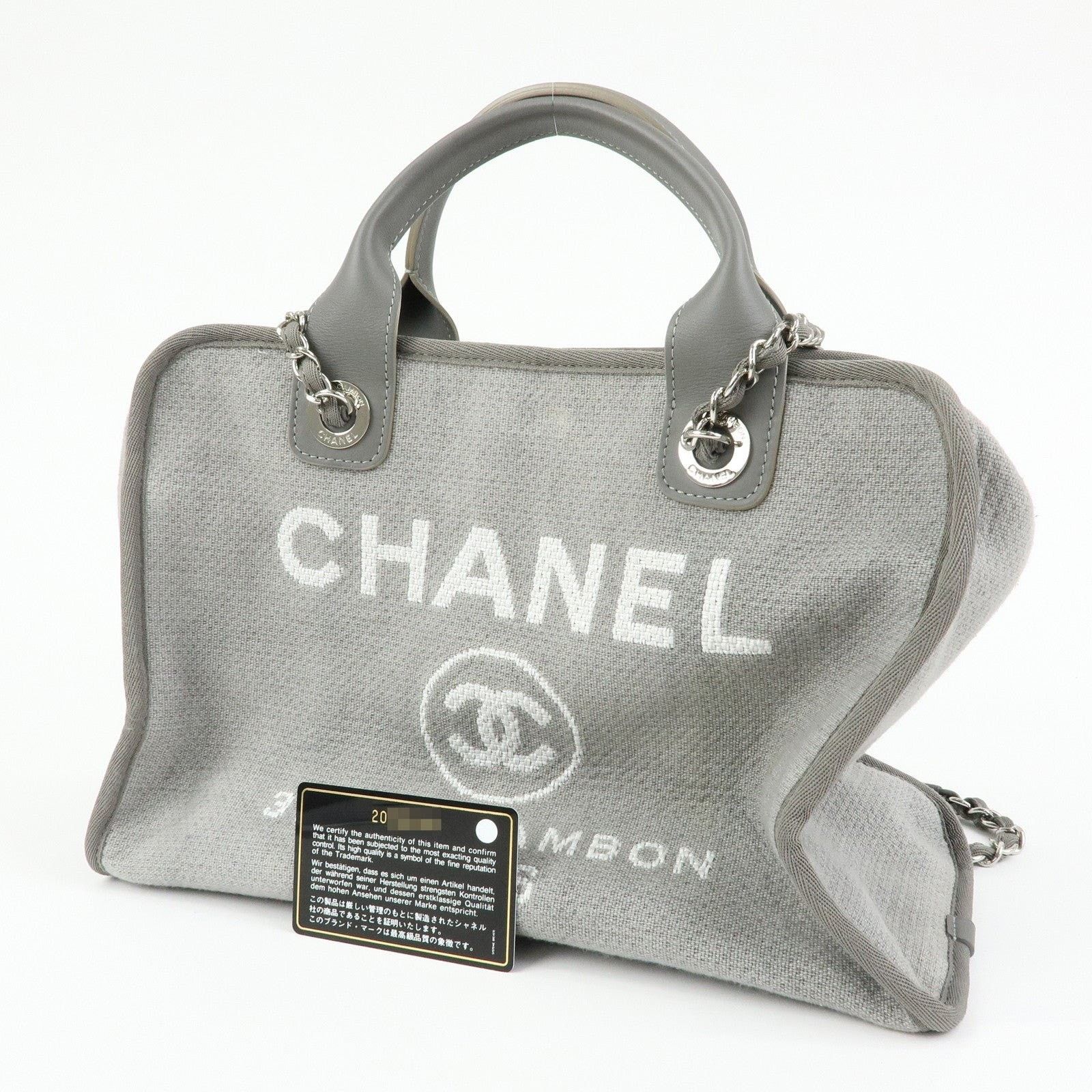 Chanel Chanel Deauville Boston Canvas & Leather Shoulder Bag Gray Size ONE SIZE - 8 Thumbnail