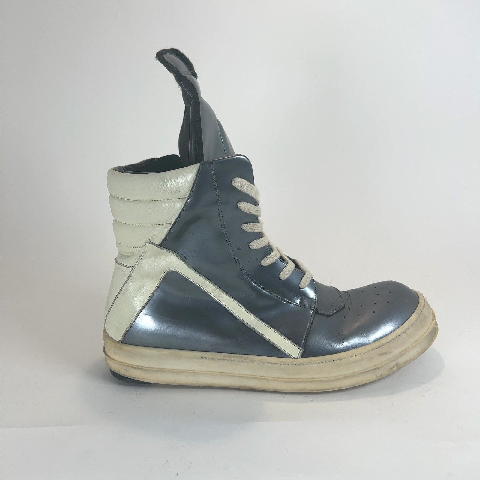 Rick Owens SS15 Metallic Geobasket Hightop Sneakers 41 | Grailed