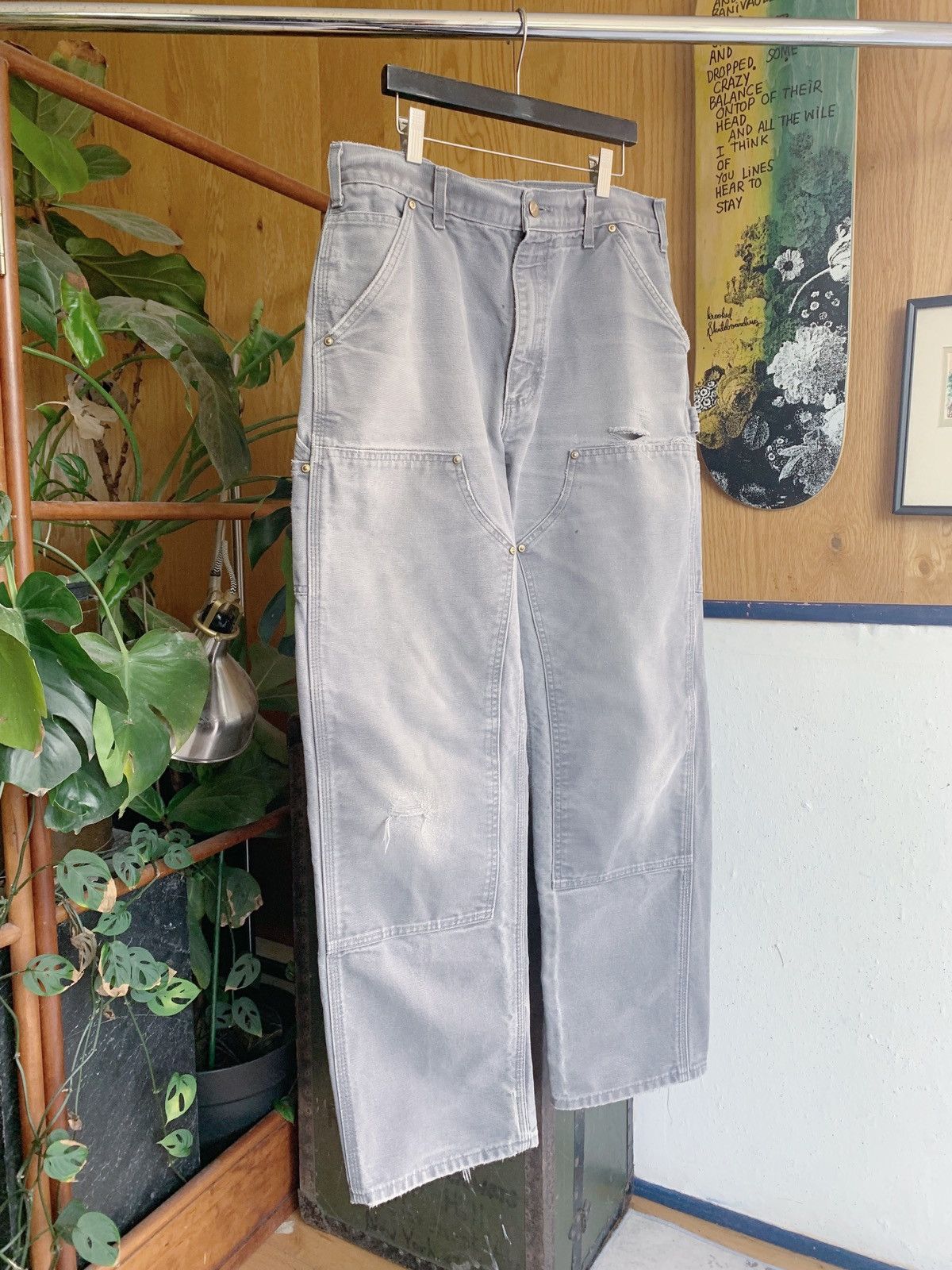 Carhartt Thrashed Sun Faded Distressed Double Knee Pants ERD GRUNGE Size US 32 / EU 48 - 2 Thumbnail
