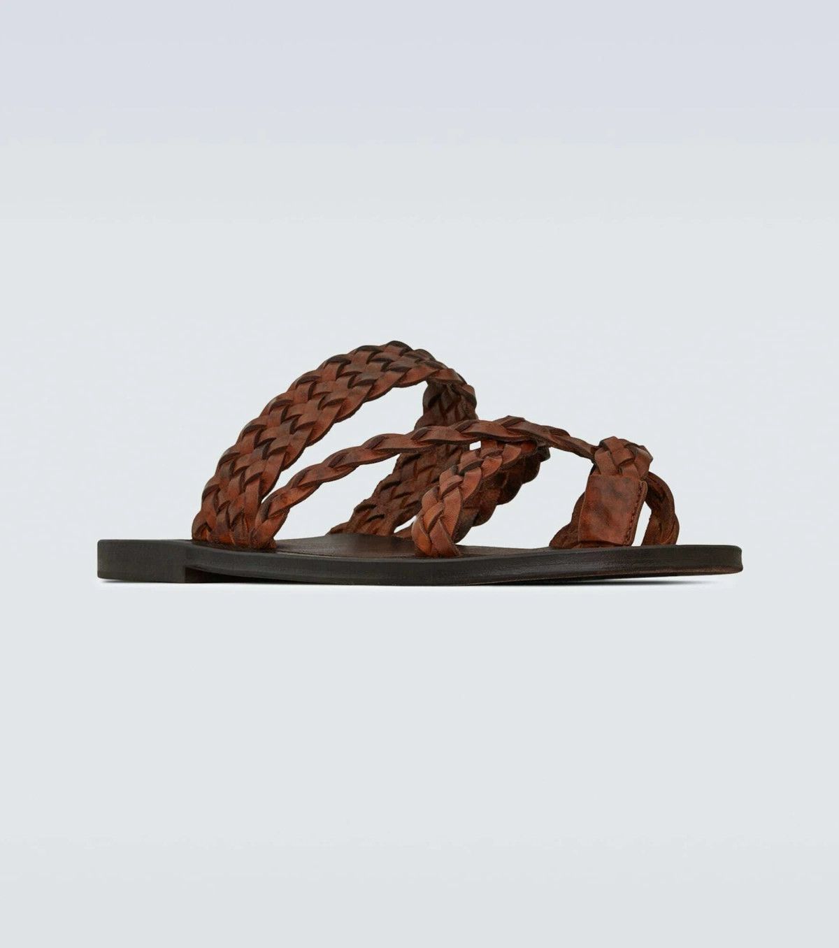 Saint Laurent Paris o1s1wg110824 Neil Slides in Braided Leather in Cognac Size US 8 / EU 41 - 3 Thumbnail