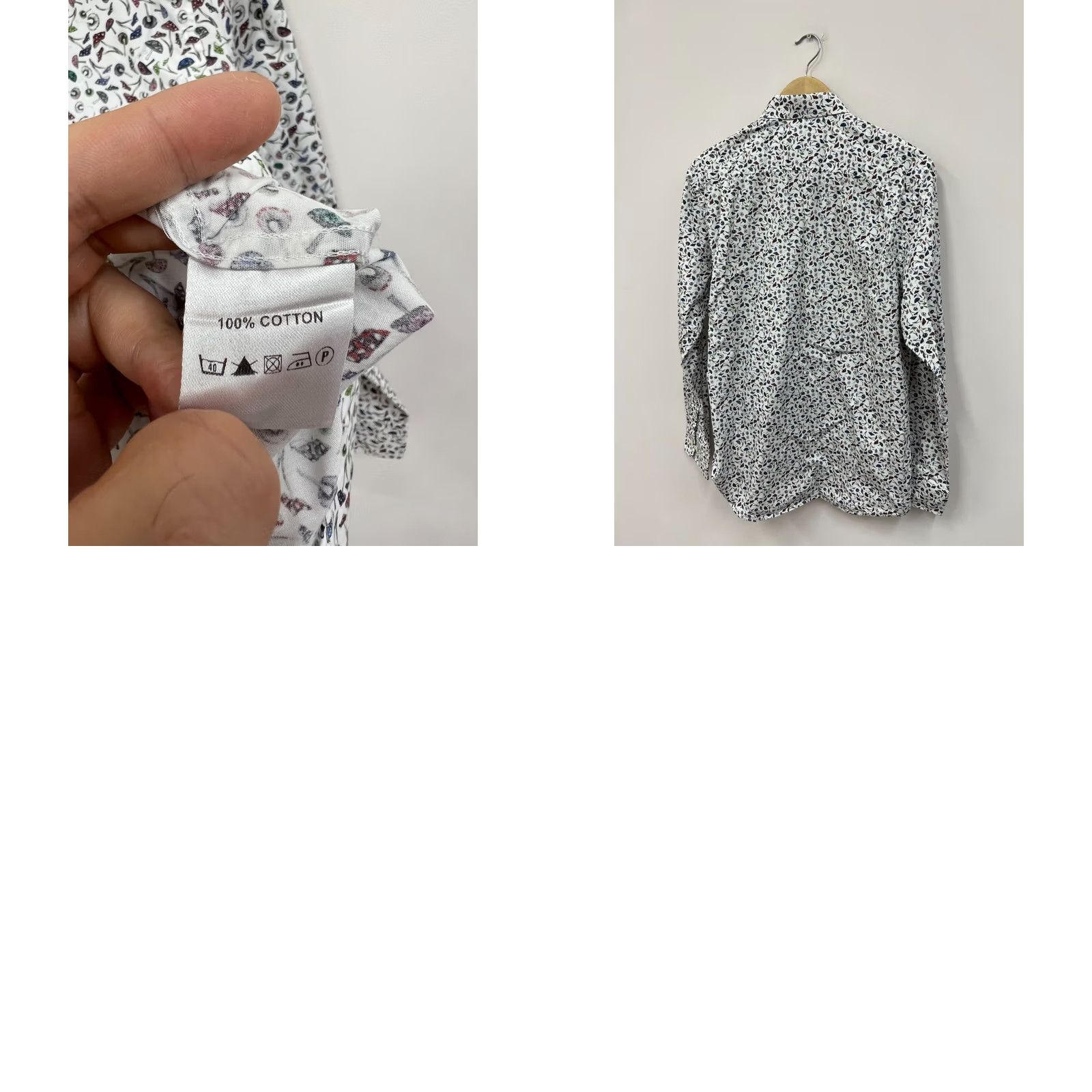 Vintage New & Lingwood Cotton Dress Shirt Mushroom Print Size 15 1/2 Size 40R - 8 Thumbnail