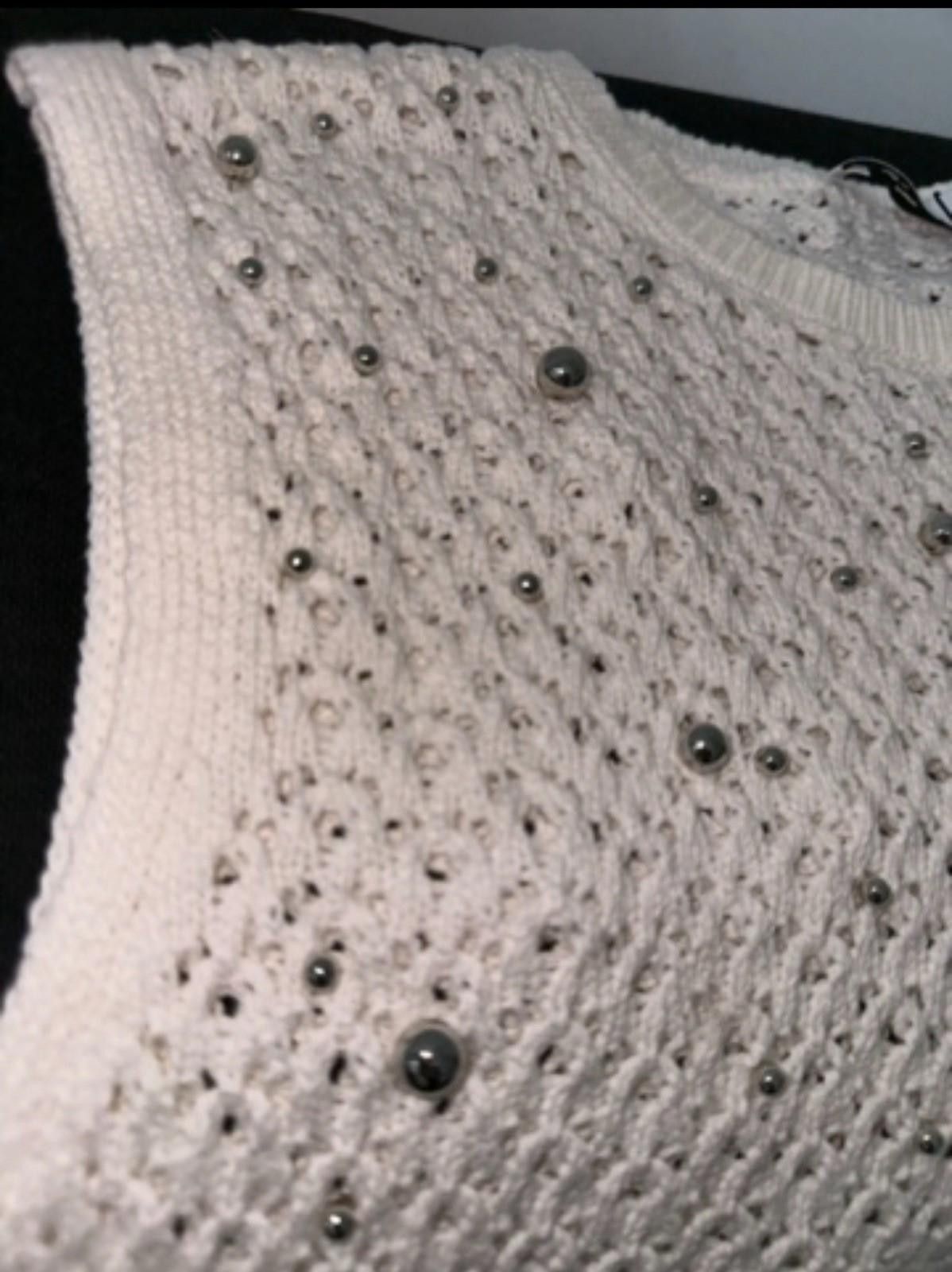 Zara Zara Soft Cream Waistcoat With Beads Size M / US 6-8 / IT 42-44 - 2 Thumbnail