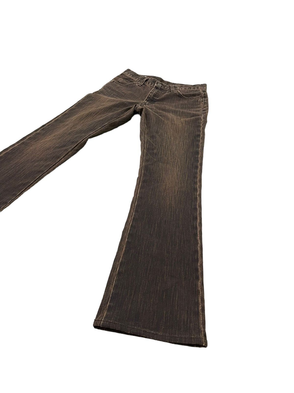 Japanese Brand Flare Jeans Lee Japan Pinstriped Low Rise Boot Cut 7🟦0 Size US 29 - 3 Thumbnail