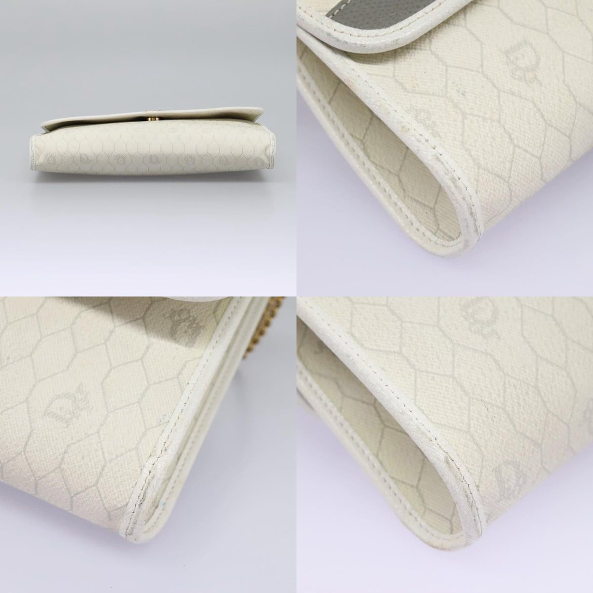 Dior DIOR Honeycomb Canvas Chain Shoulder Bag Pvc Leather White Size ONE SIZE - 10 Thumbnail