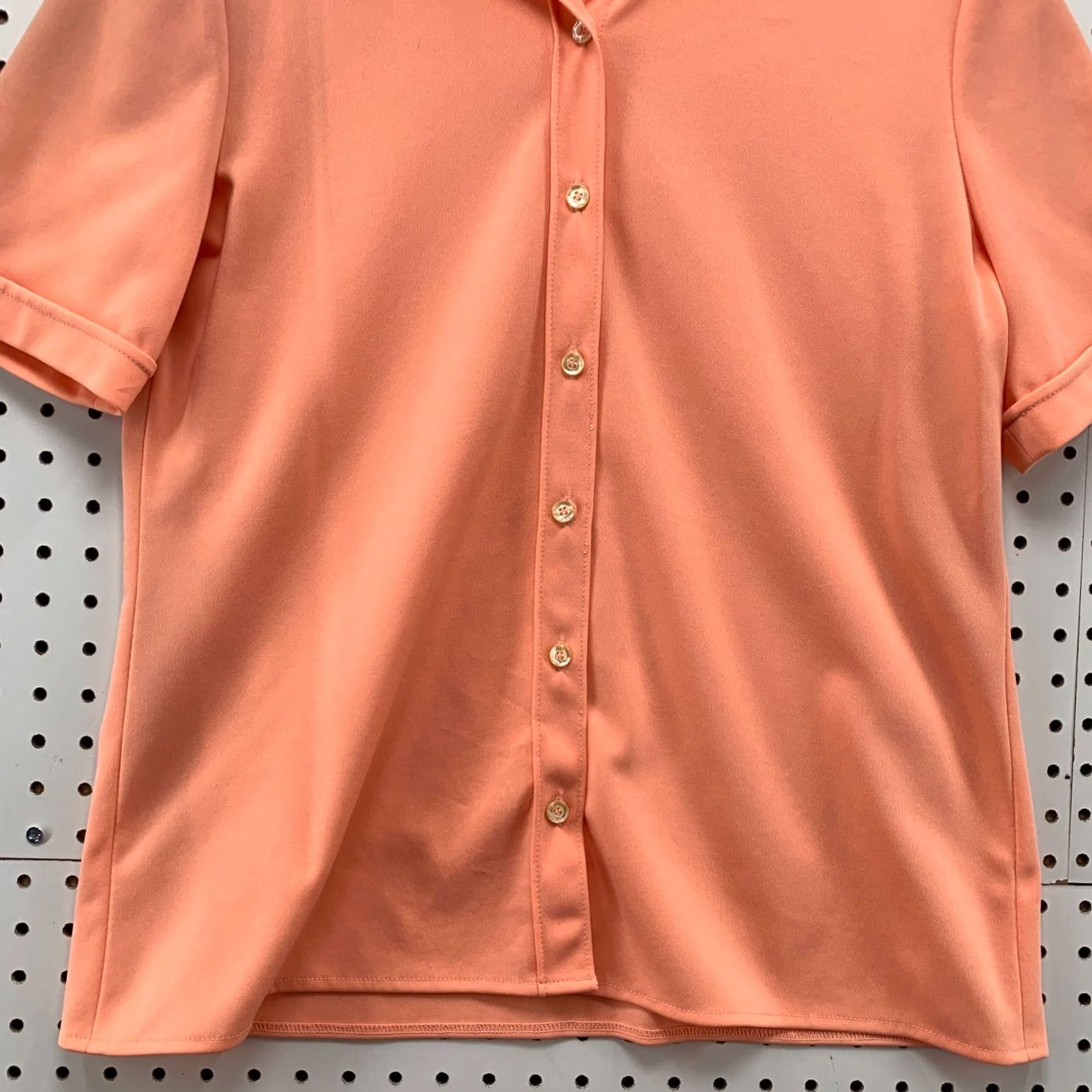 Pinko VINTAGE Center Stage Shirt Short Sleeve Pink Peach Womens Medium 70s 80s Size M / US 6-8 / IT 42-44 - 5 Thumbnail