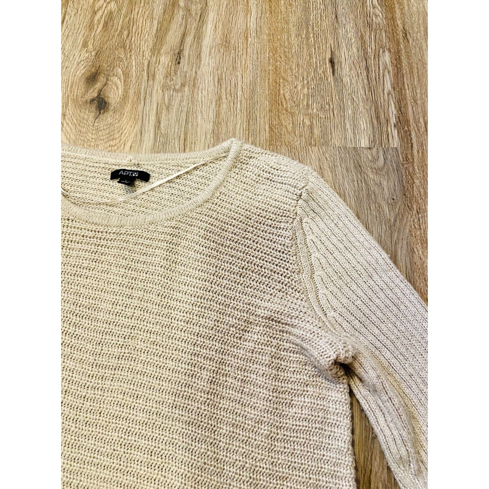 Apt. 9 APT. 9 Gold Sparkle Sweater Blouse Long Sleeve Pullover Women's Size L with Slit Sleeves Cream American Theme Size L / US 10 / IT 46 - 5 Thumbnail