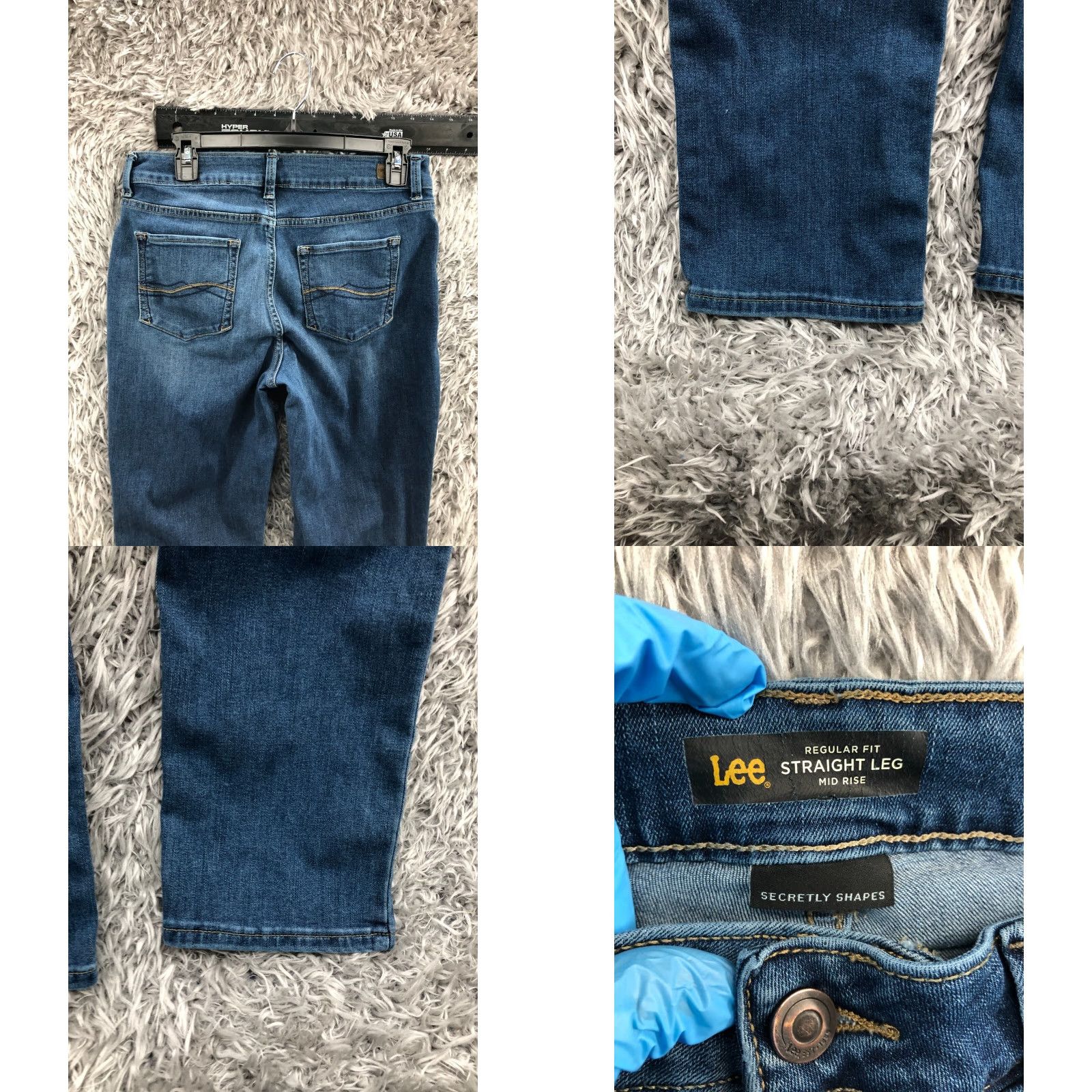 Lee Lee Regular Straight Jeans Womens Medium Wash Blue 12 Regular 5-Pocket Denim Belt Loops Inseam 30 Size 34" / US 12 / IT 48 - 8 Thumbnail