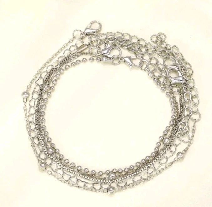 Other 5 Piece Hearts Bracelet Set Silver Retro Bangle Size ONE SIZE - 2 Thumbnail