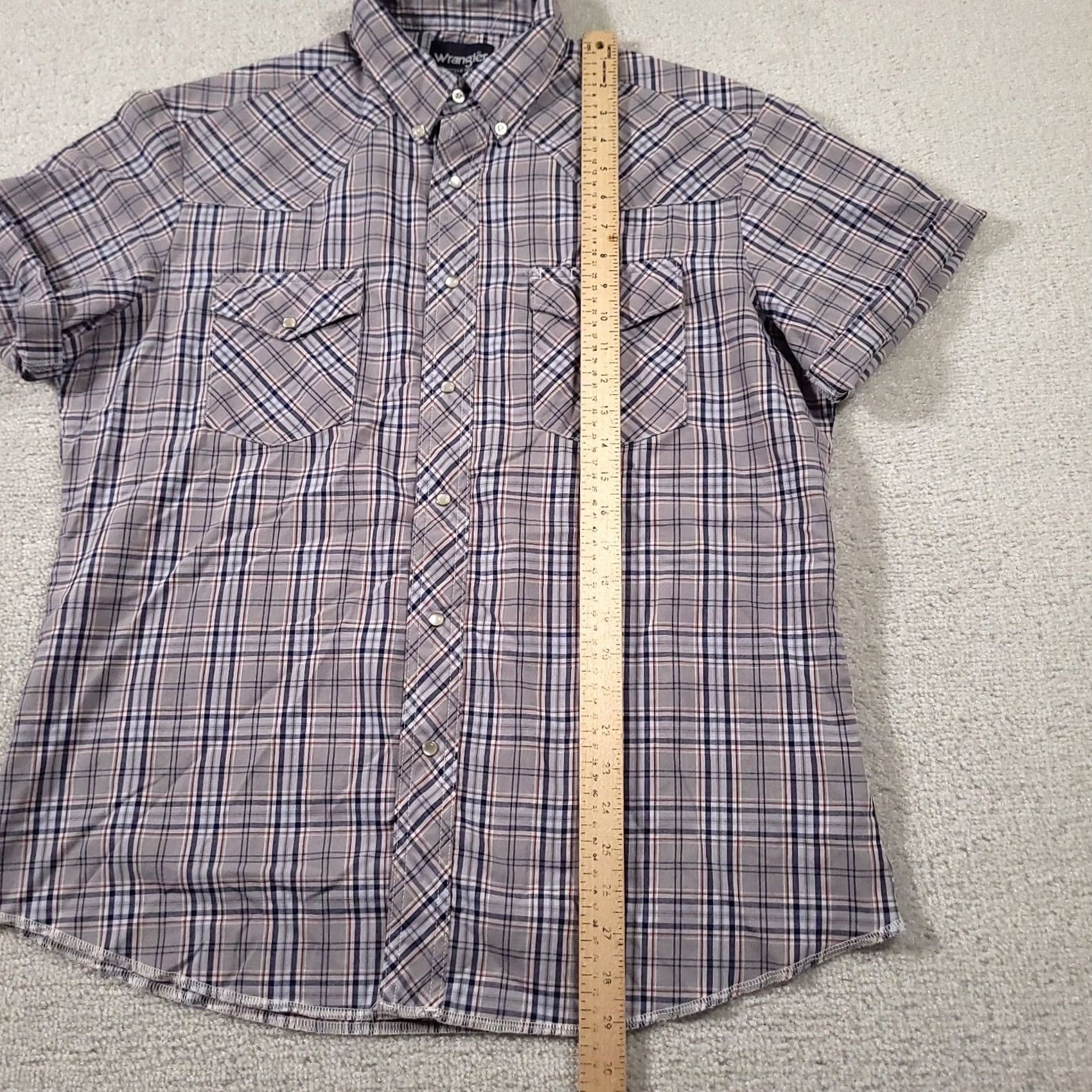 Wrangler Wrangler Shirt Mens L Blue Gray Pearl Snap Western Cowboy Rolled Sleeve Shirt Size US L / EU 52-54 / 3 - 5 Thumbnail