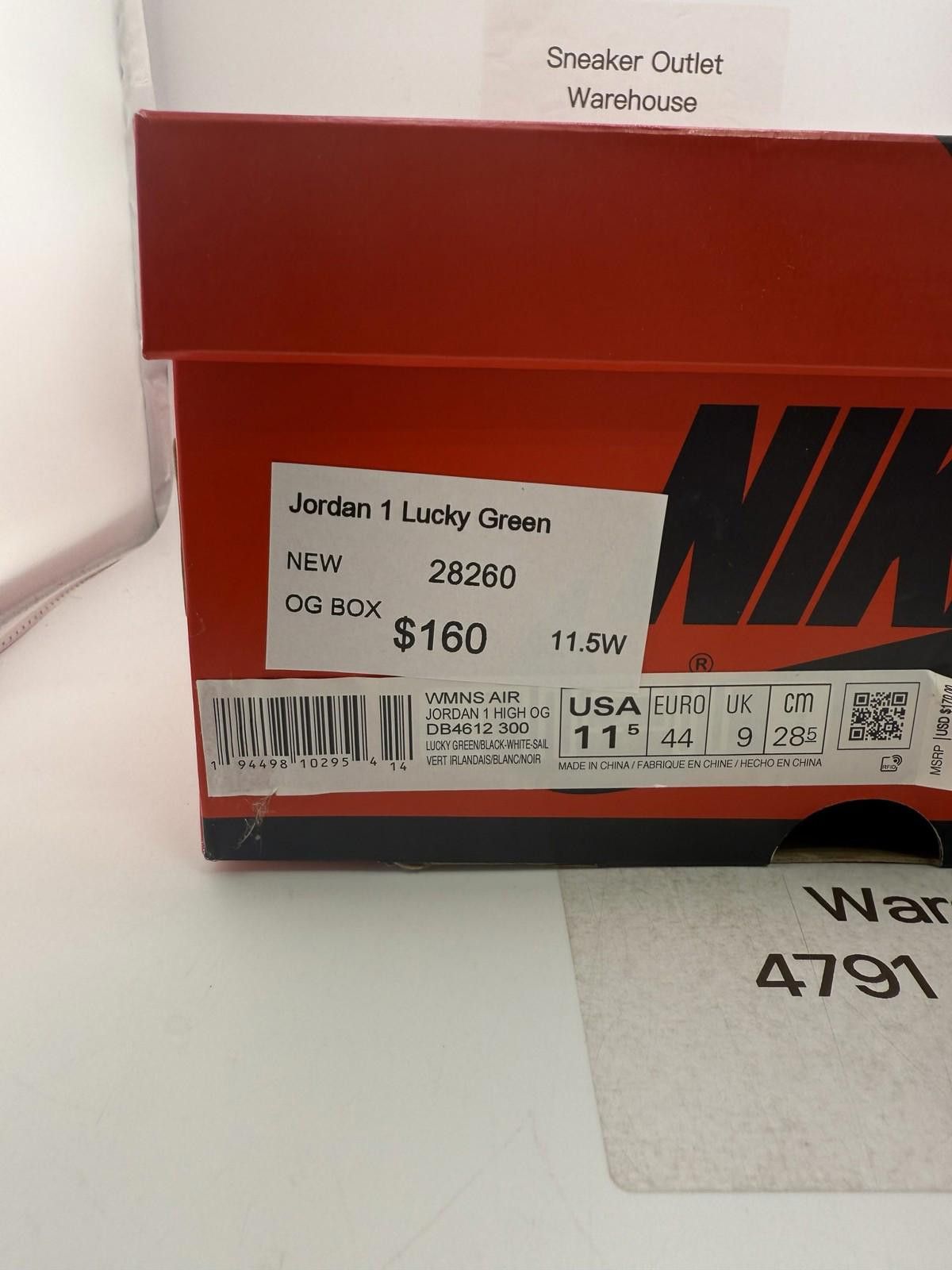 Nike Jordan 1 Lucky Green 11.5W New with Box Size US 11.5 / IT 41.5 - 7 Thumbnail