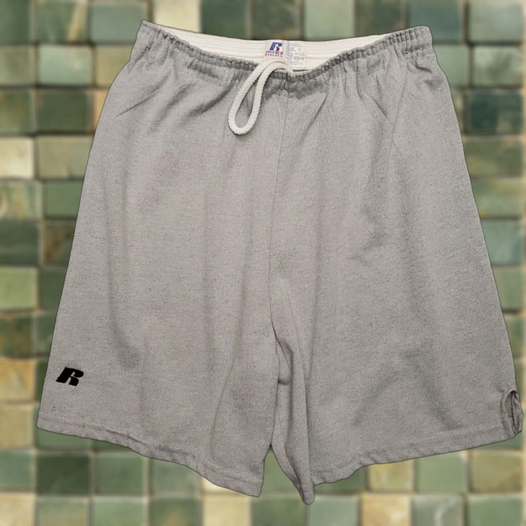 Vintage Goosetown Softball Shorts M Drawstring Elastic Waist Anaconda Montana Softball Shirt Casual Mens Gray Cotton Blend Jersey Front Flat Front Drawstring Size US 31 - 1 Thumbnail