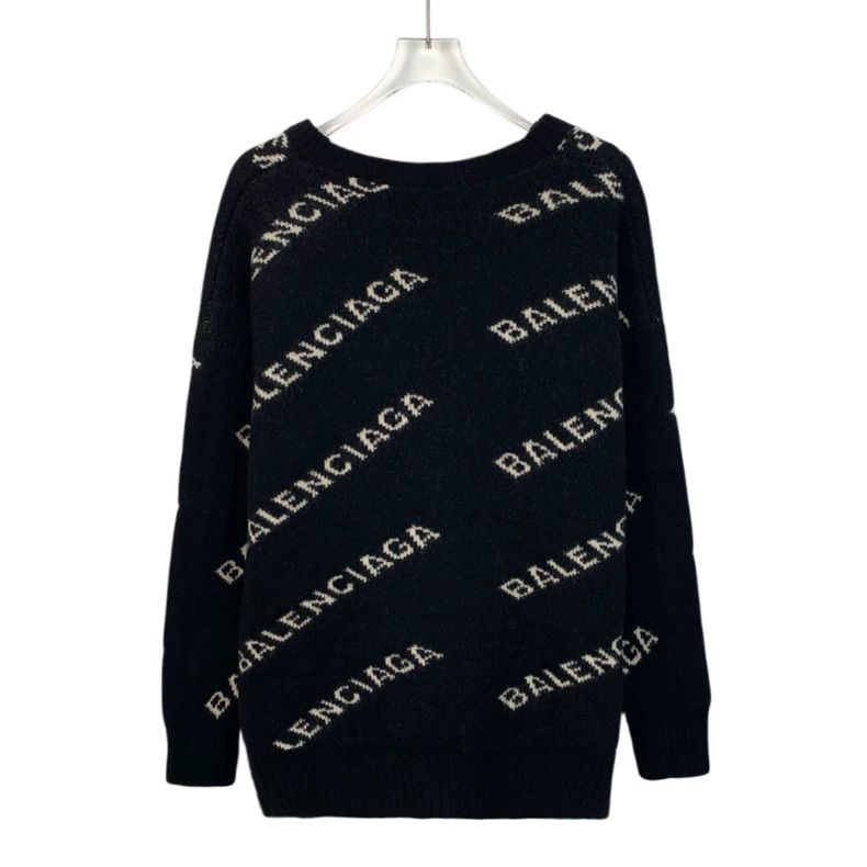 Other Balenciaga size 38 Black logo intarsia full-print V-neck l Size US S / EU 44-46 / 1 - 2 Thumbnail