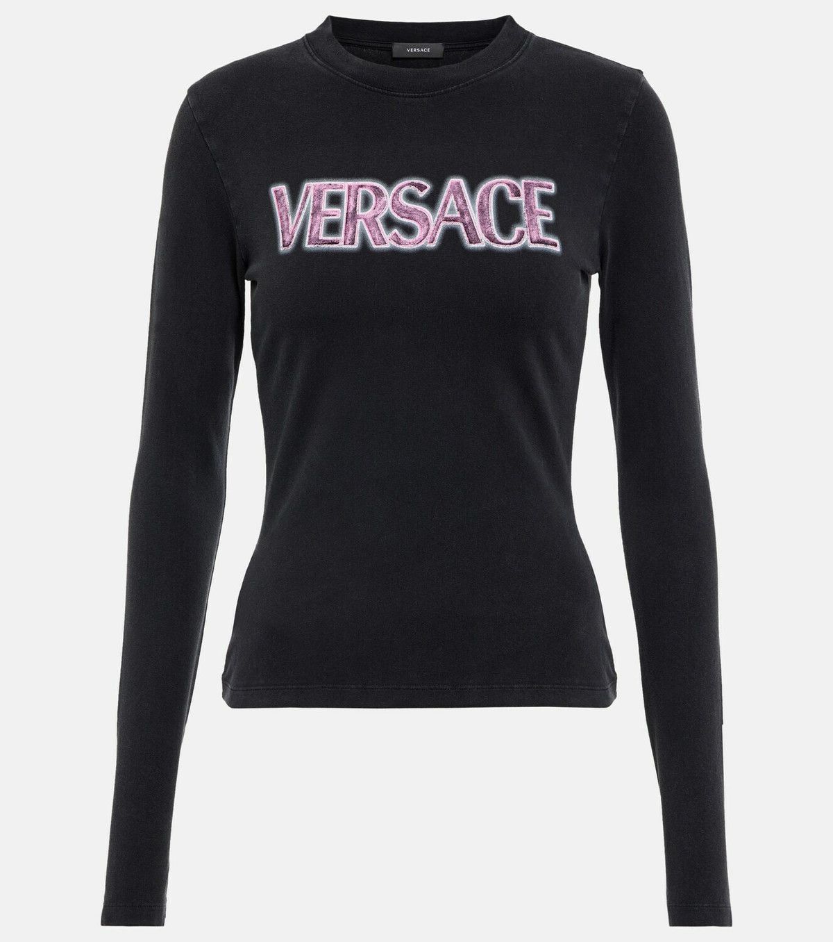 Versace o1y0226 Logo Crewneck T-Shirt in Black Size XS / US 0-2 / IT 36-38 - 1 Thumbnail