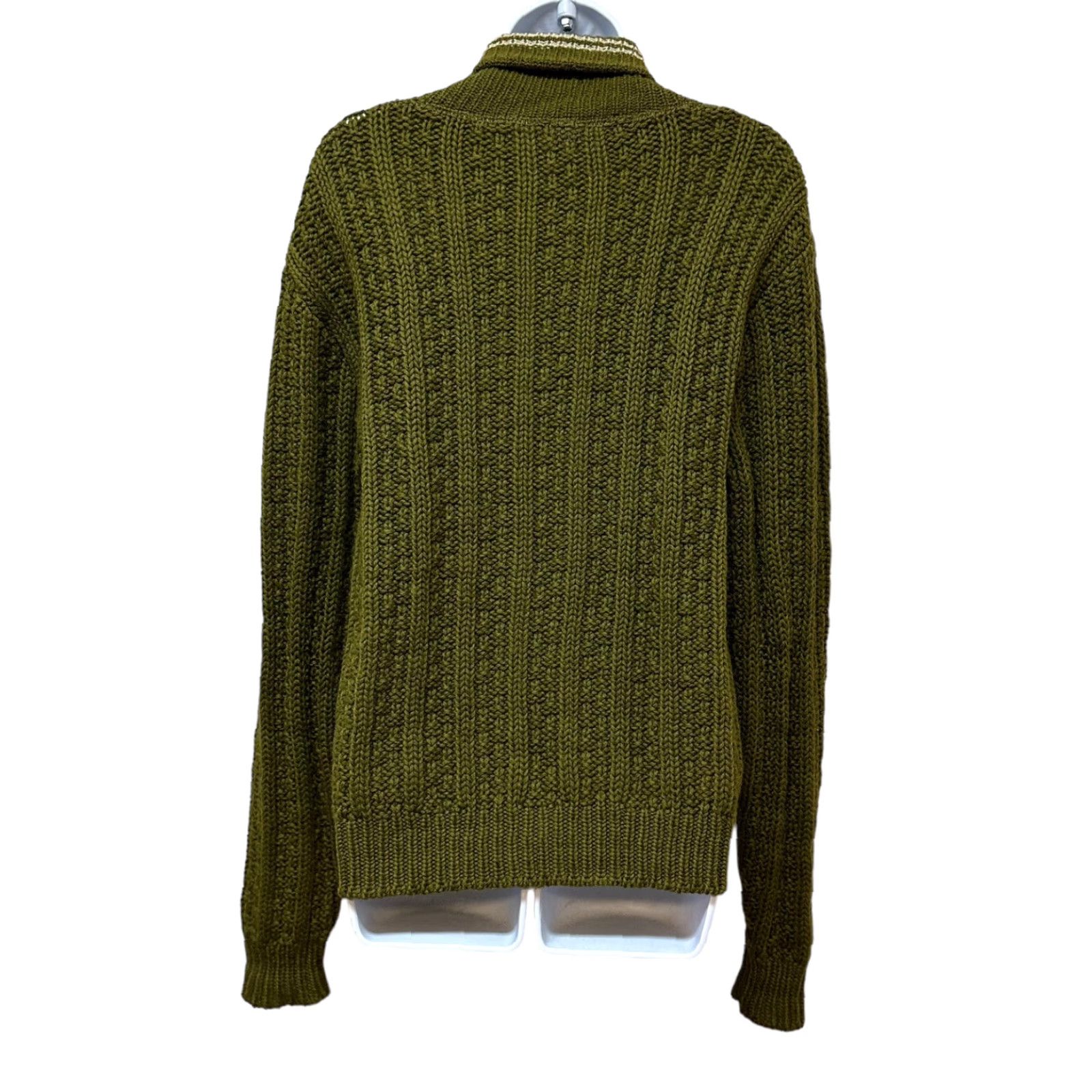 Etro VINTAGE Avocado Green Cardigan Unisex Full Zip Knit Sweater L Unbranded Casual 90s? Retro Hipppy Style M/L Brown? Size L / US 10 / IT 46 - 2 Thumbnail