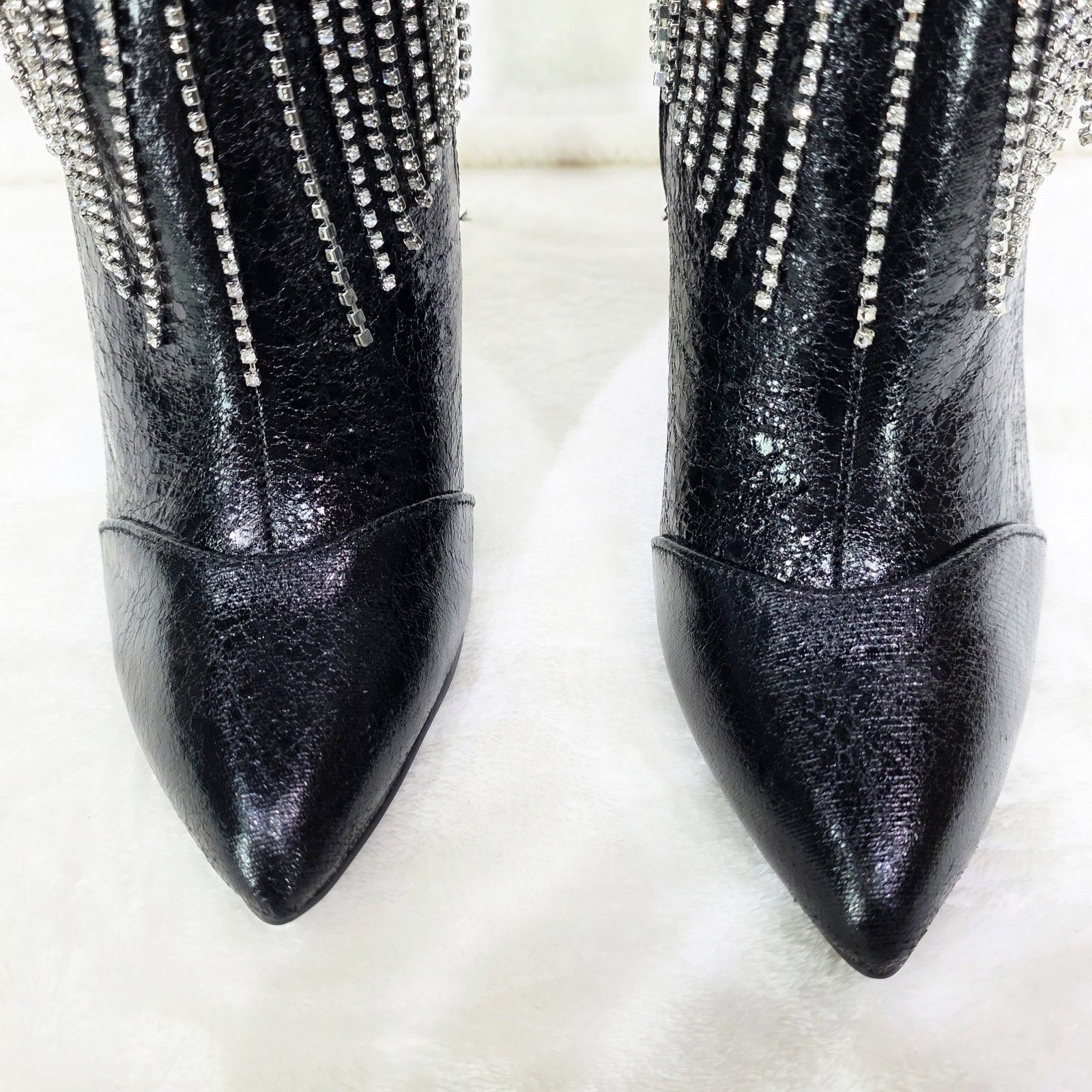 Other Sway Black Knee High Boots Stiletto Heels Icicle Fringe (US Size US 7 / IT 37 - 5 Thumbnail