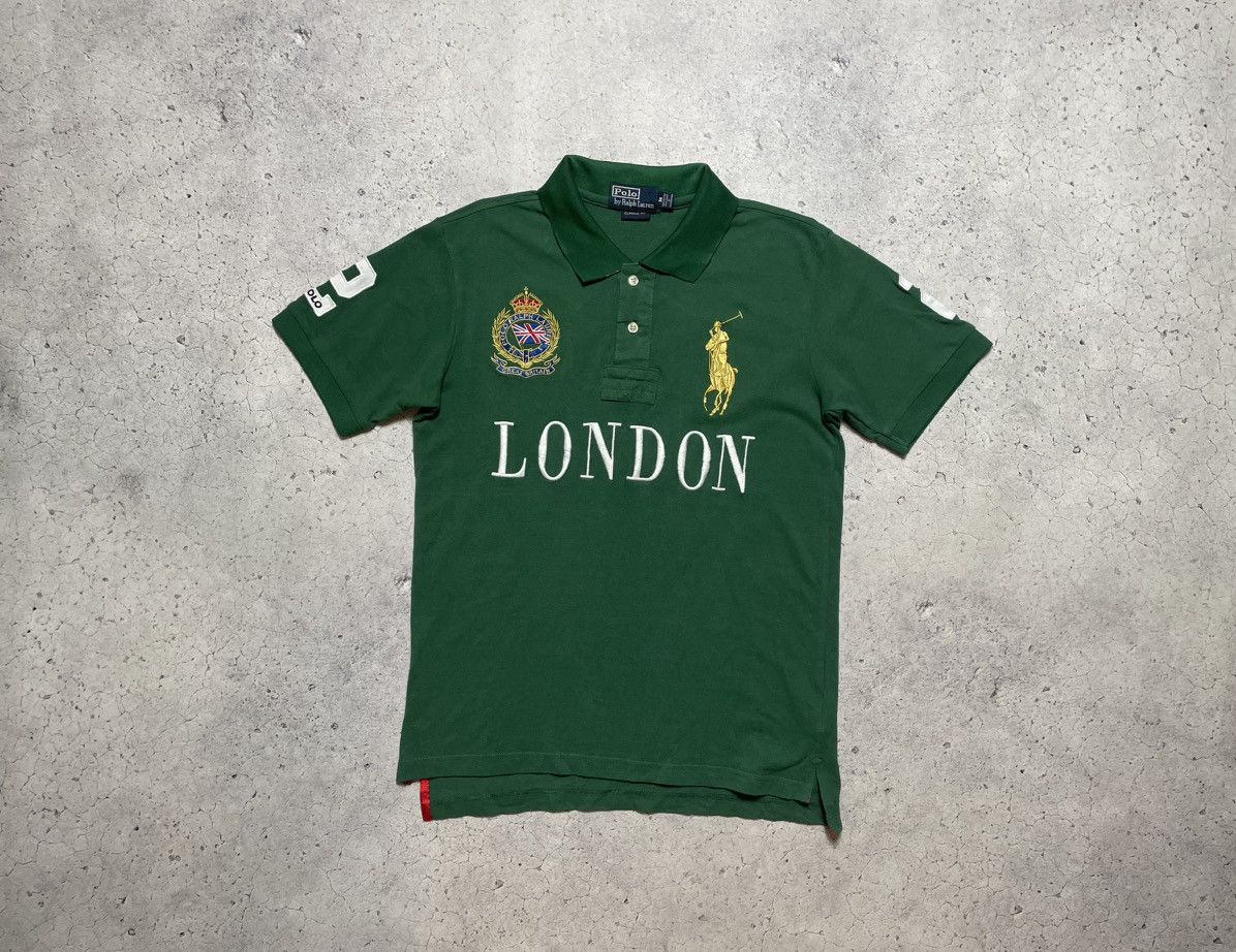 Pre-owned Polo Ralph Lauren Vintage Polo T-shirt T London 2 Big Pony In Green