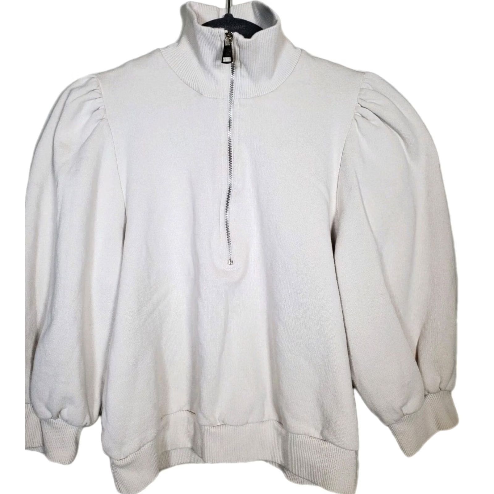 Gestuz VINTAGE Gestuz NankitaGZ SS Zipper Sweatshirt Light Taupe Cotton Women's Size S US 4 Size S / US 4 / IT 40 - 5 Thumbnail