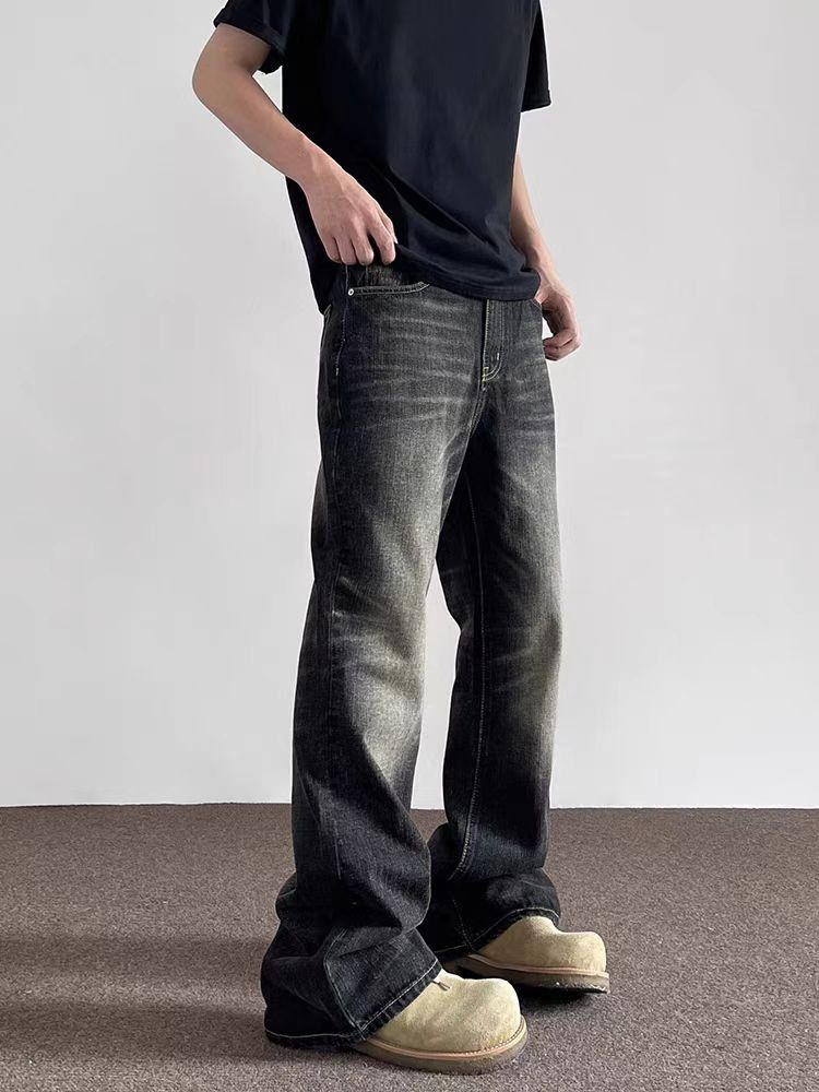 Japanese Brand × Jean Vintage yellow clay-dyed cat whisker micro flare jeans Size US 34 / EU 50 - 1 Thumbnail