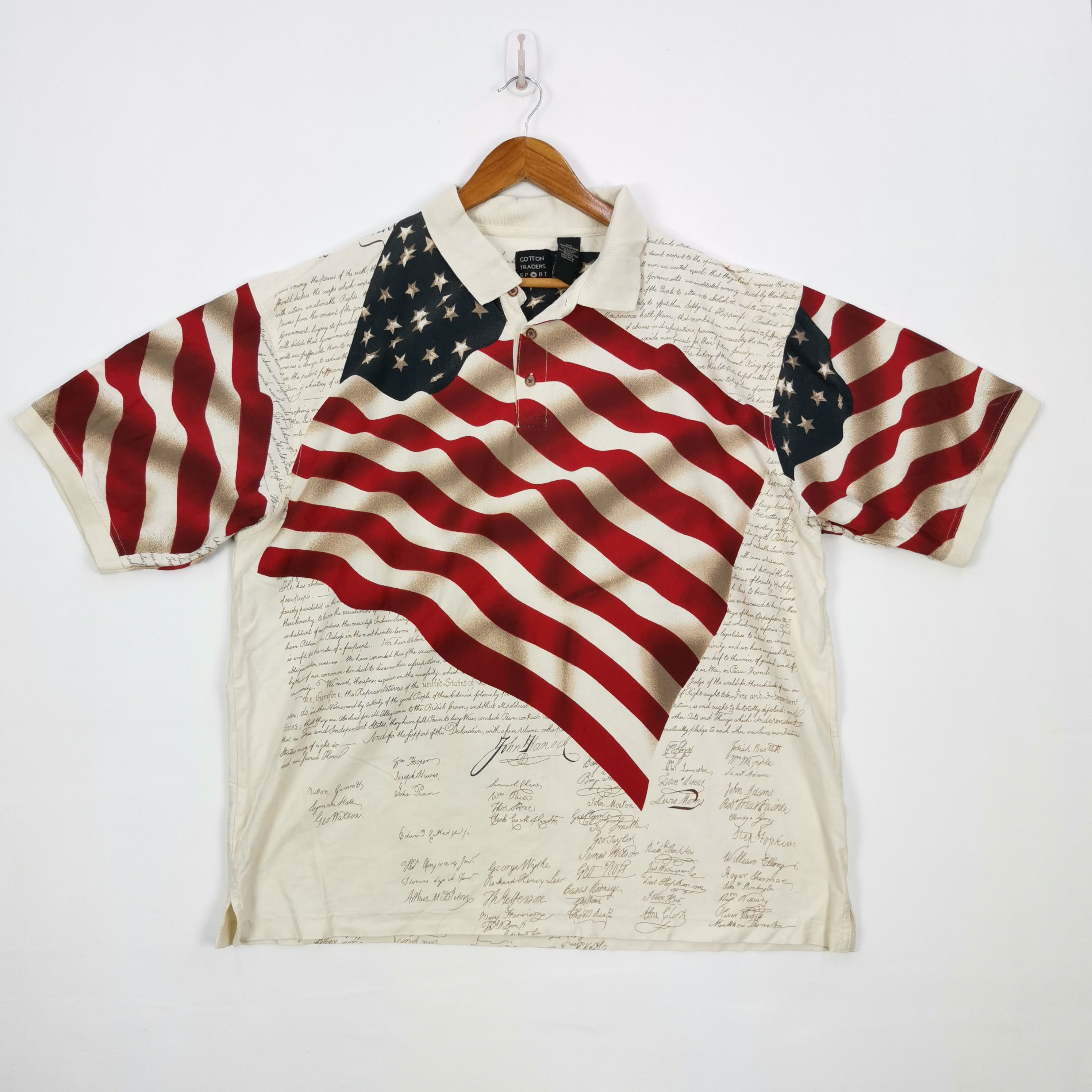 Vintage Vintage Paper American Flag T-Shirt Over Print | BS18853. Size US XL / EU 56 / 4 - 1 Thumbnail