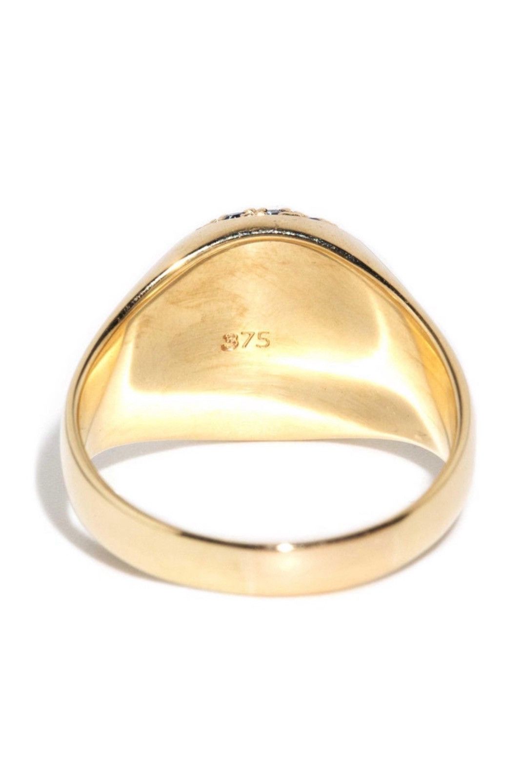Other Vintage 1980s Sapphire & Diamond Signet Ring 9 Carat Gold Size ONE SIZE - 5 Thumbnail