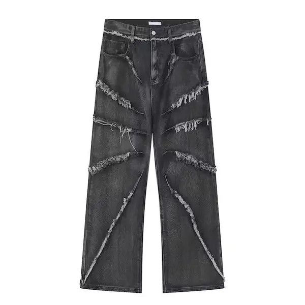 Japanese Brand × Jean Black Baggy Frayed Embroidery Denim Jeans Size US 32 / EU 48 - 3 Thumbnail
