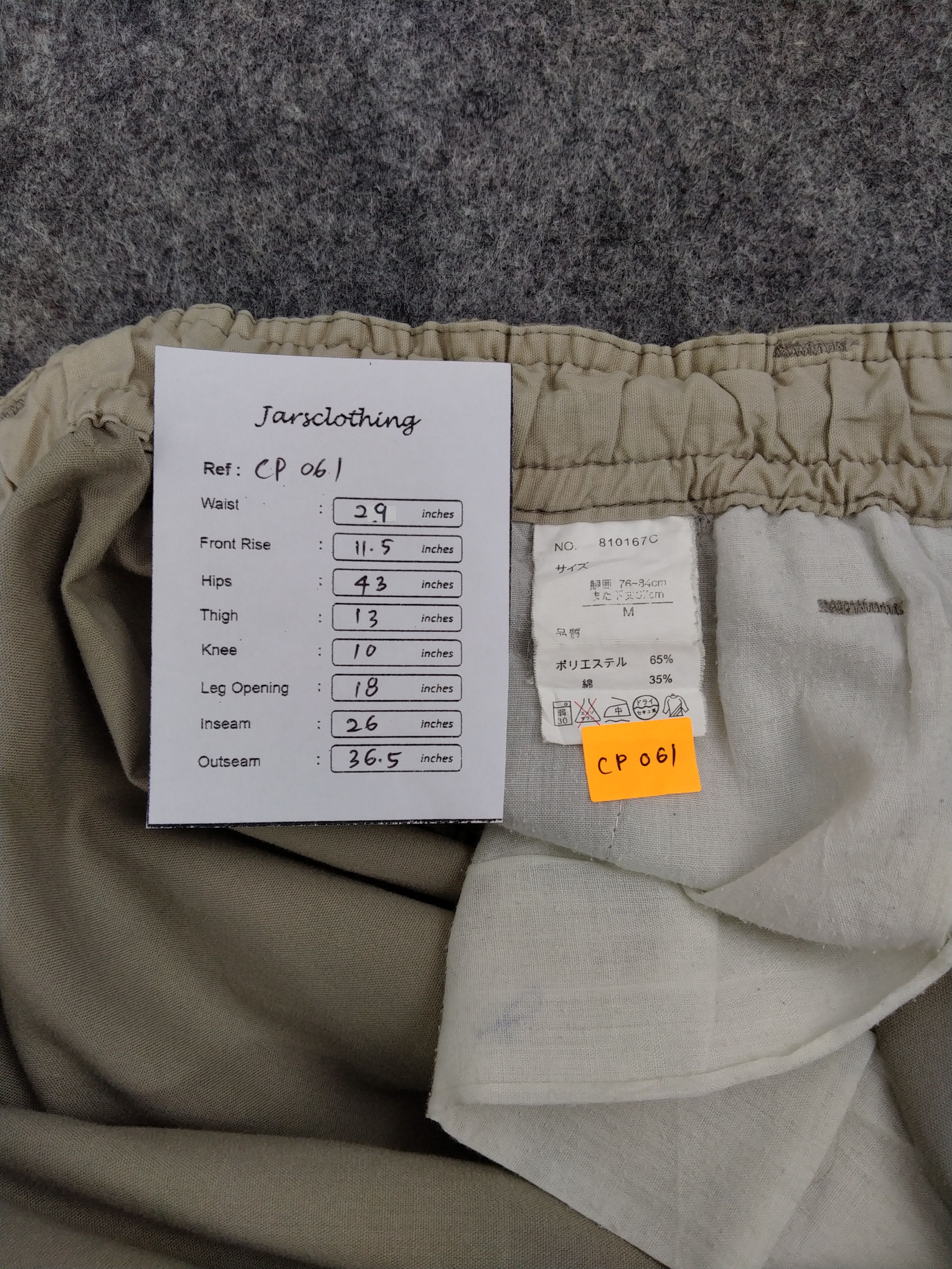 Japanese Brand Elastic/Drawstring Waist Japanese Brand Cargo 29x26 -CP061 Size US 29 - 9 Thumbnail