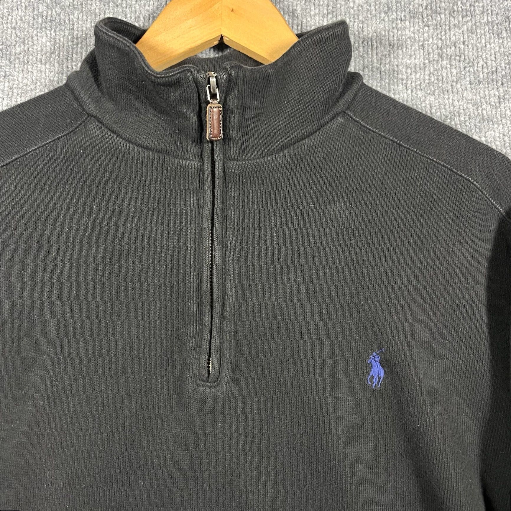 Polo Ralph Lauren Polo Ralph Lauren Estate Rib Sweater Mens XL Black 1/4 Zip Mock Neck Pullover Knit Cotton Quarter Zip Vtg Size US XL / EU 56 / 4 - 2 Thumbnail