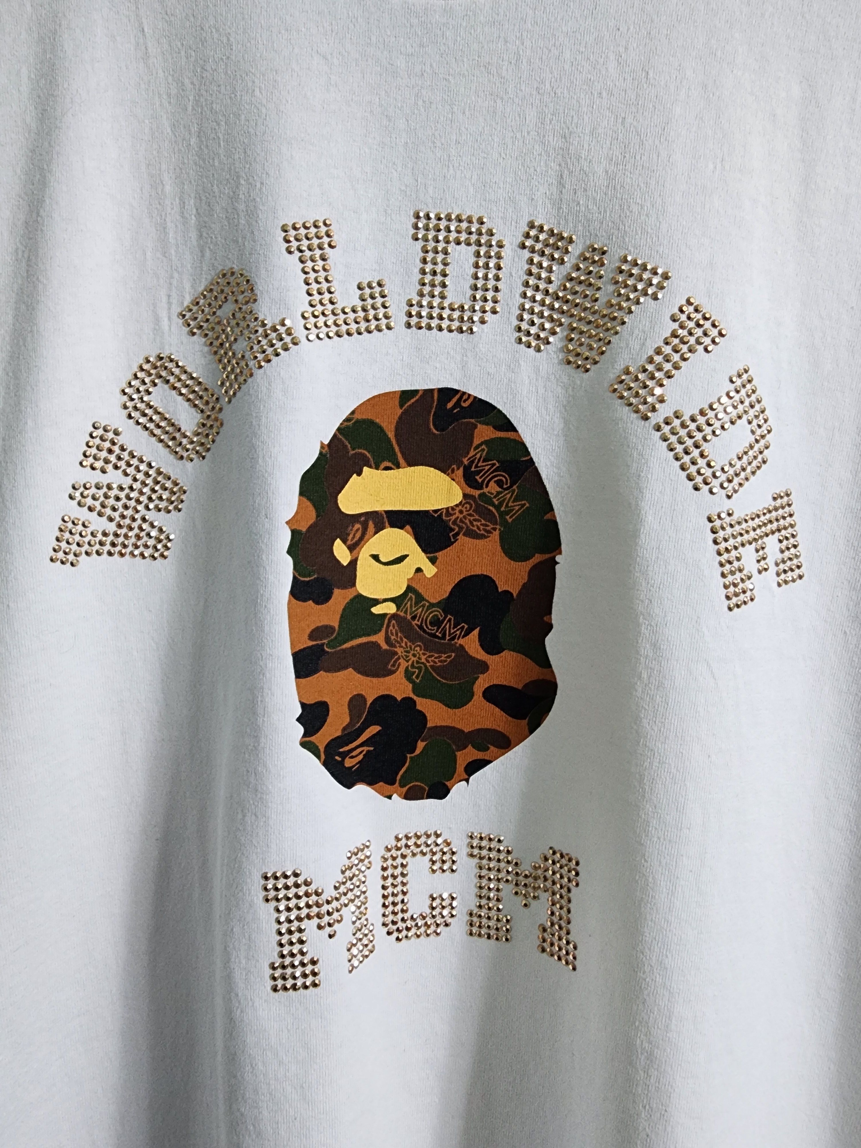 Bape × MCM BAPE x MCM Rhinestone College T-Shirt Size US L / EU 52-54 / 3 - 3 Thumbnail
