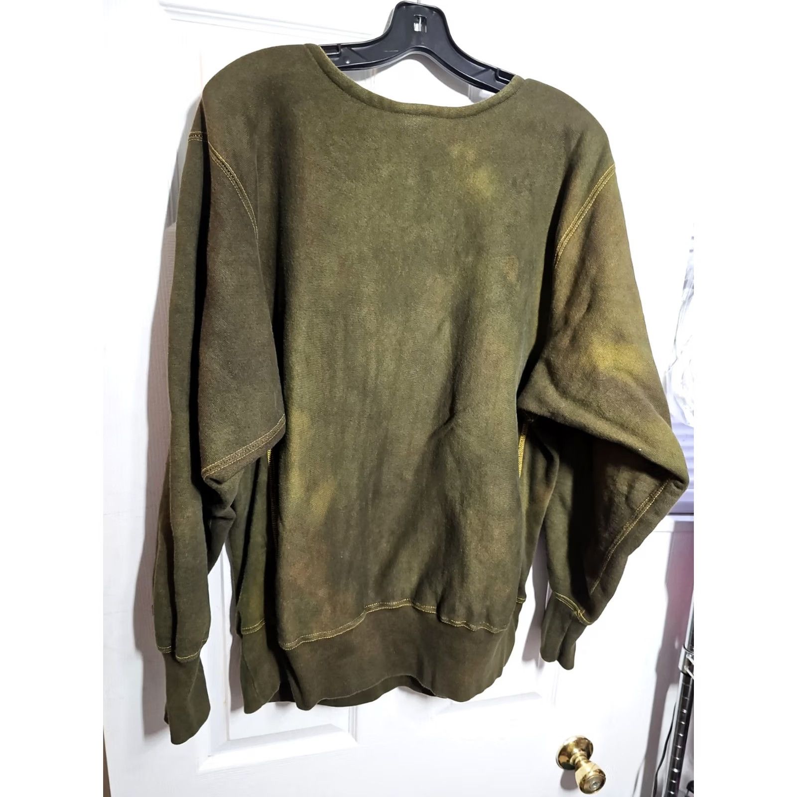 Champion VINTAGE Champion Reverse Weave Sweatshirt Mens XL Distressed Green Yellow Reversible Chest 23.5 Length 28.5 Size US XL / EU 56 / 4 - 5 Thumbnail