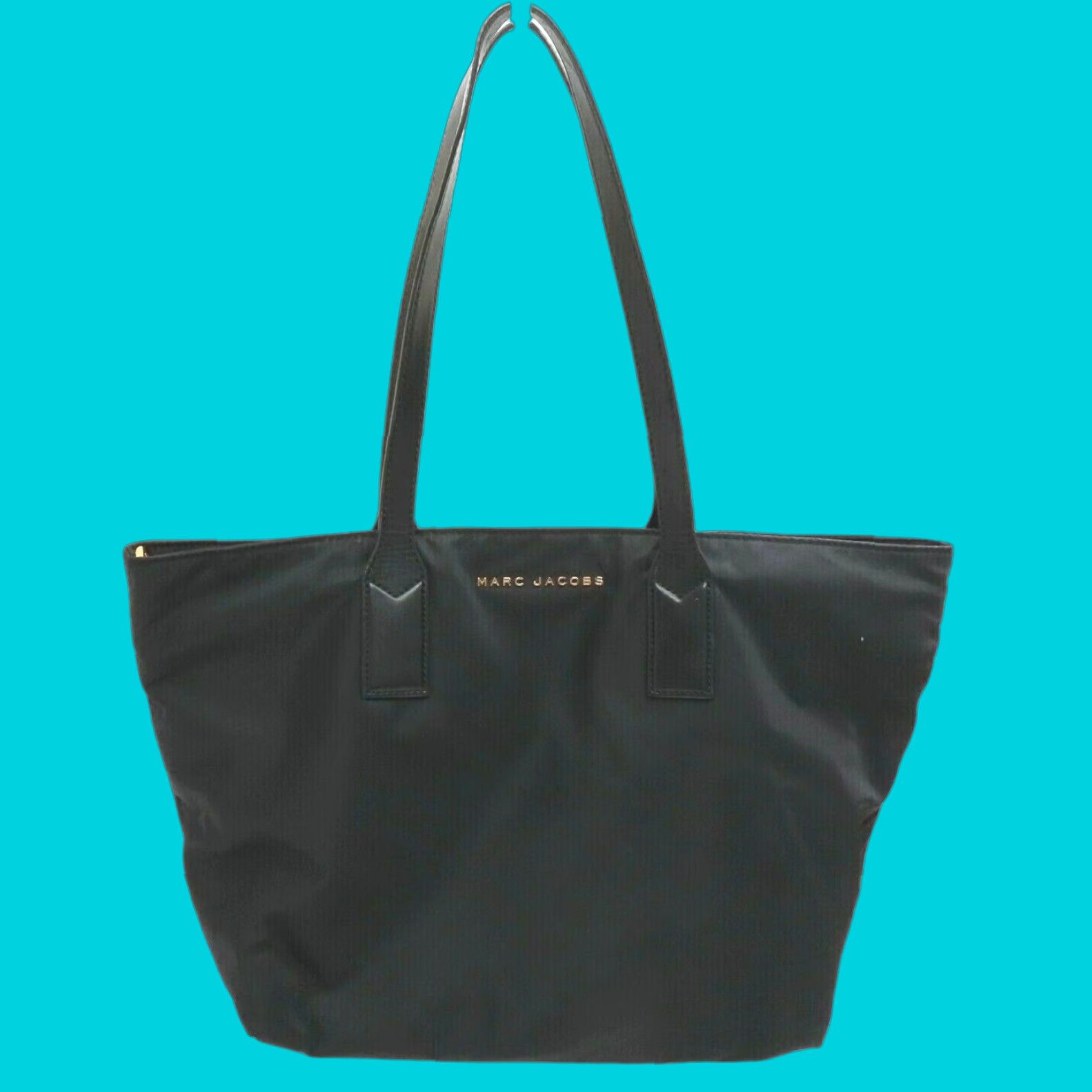 Marc Jacobs Marc Jacobs Solid Black Gold Hardware Zipper Shopper Purse Handbag Tote Bag Shopper Tote Bag Womens Size ONE SIZE - 1 Thumbnail