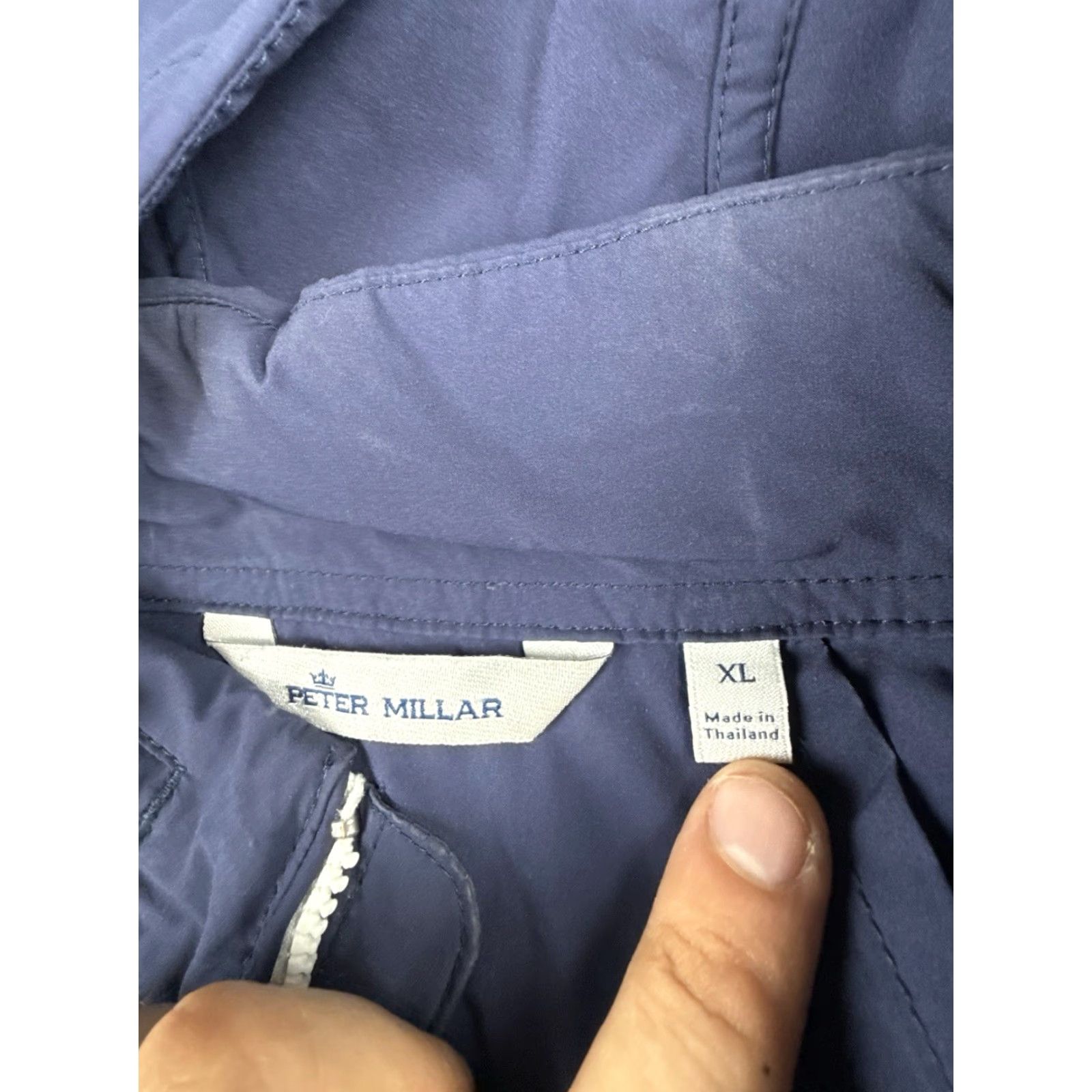 Peter Millar Peter Millar Windbreaker Jacket Men's XL Blue Hooded Zip Long Sleeve Casual Outdoor Fall Winter Golf Hiking Walking Regular Full Zip Size US XL / EU 56 / 4 - 5 Thumbnail