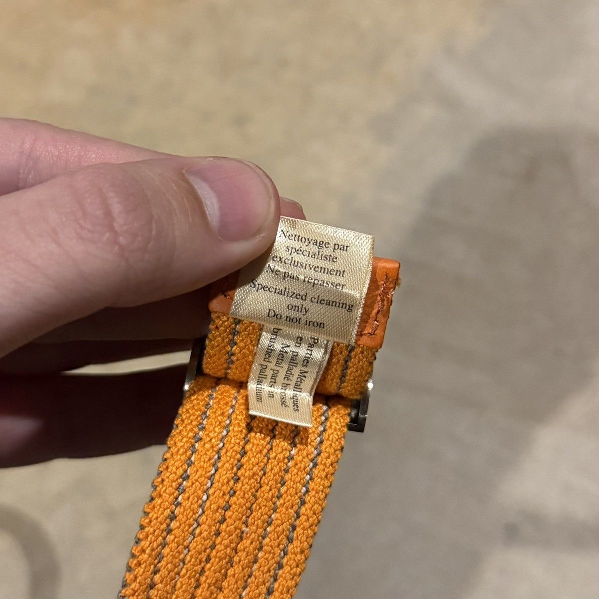Hermes Hermes H Buckle Canvas Elastic Band Striped Belt Orange Grey Size 30 - 12 Thumbnail