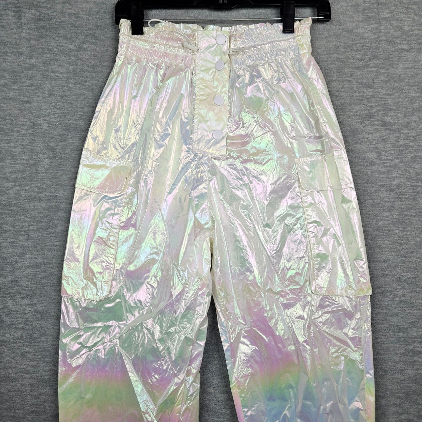 Zara ZARA Reflective Cargo High Rise No lining Jogger pant S NEW Womens Regular Pants Nylon White Size 28" / US 6 / IT 42 - 3 Thumbnail