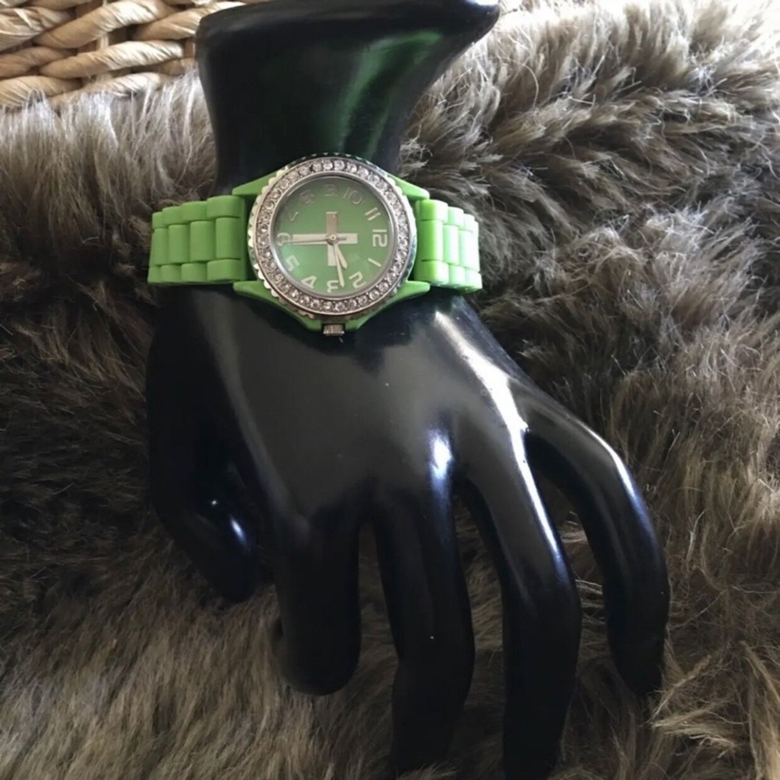Geneva Ladies Geneva Platinum green silicone band watch Size ONE SIZE - 3 Thumbnail