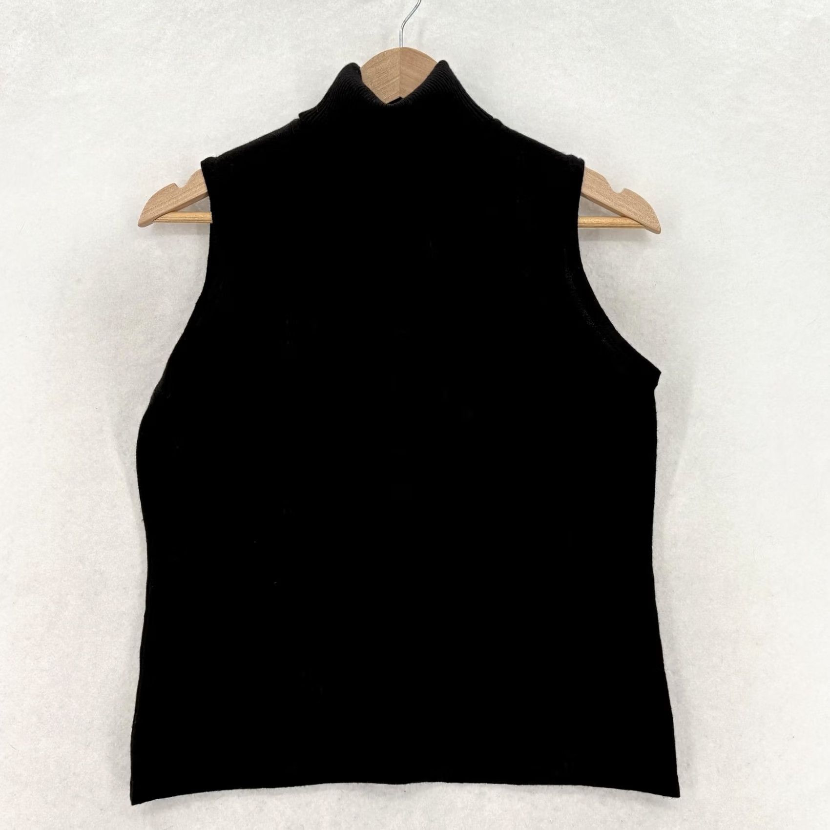 Vintage Kate Hill Sweater Vest Womens PL Black 100% Merino Wool Turtleneck Italy NWT Size L / US 10 / IT 46 - 2 Thumbnail
