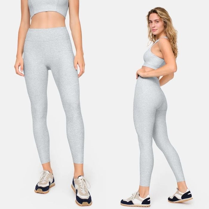 Outdoor Voices OUTDOOR VOICES Grey Heather Stripe Warmup 7/8 Ankle Leggings