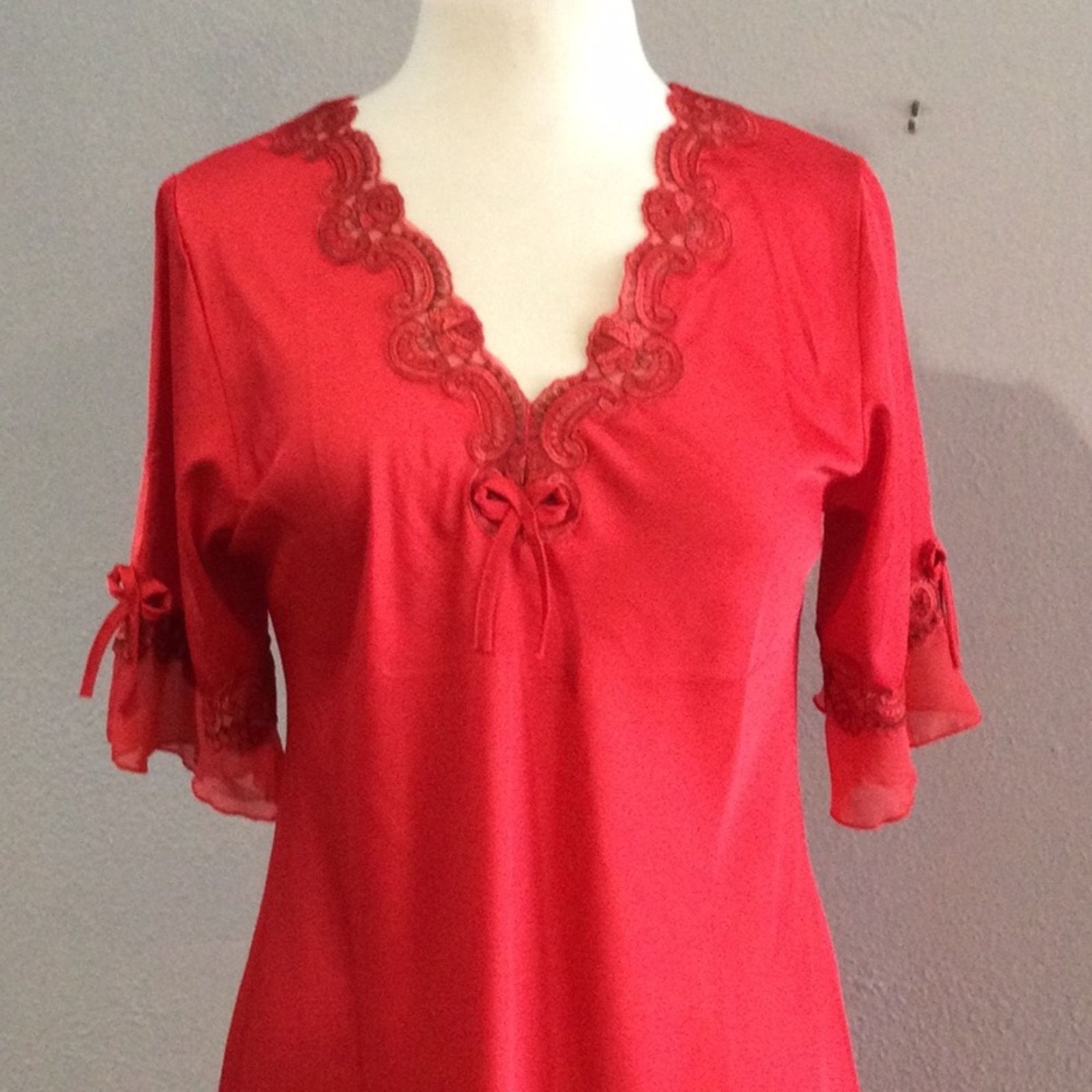 Other Red Lace Nightgown XXL (See description for measurements) Size M / US 6-8 / IT 42-44 - 2 Thumbnail