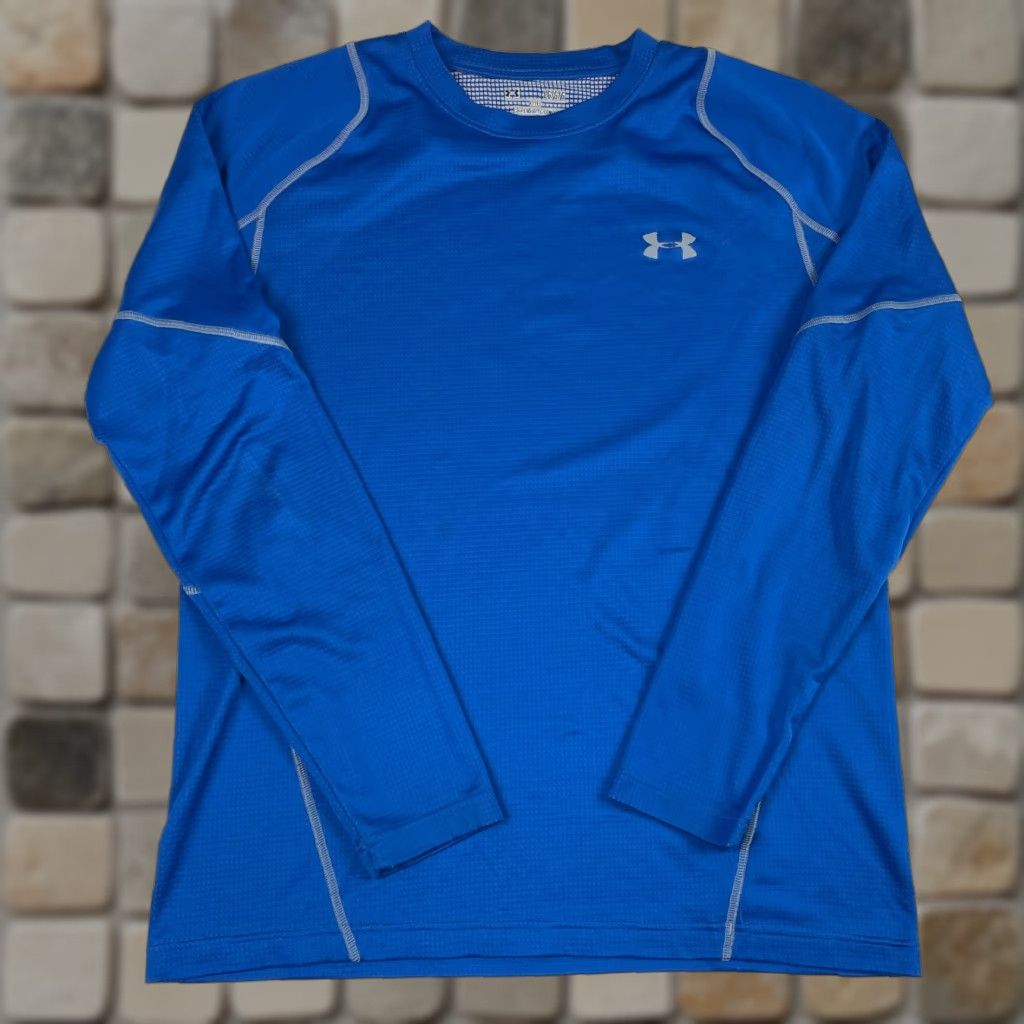 Under Armour Under Armour Shirt Mens Large Blue ColdGear Compression Workout Gym Grid Fleece Size US L / EU 52-54 / 3 - 1 Thumbnail