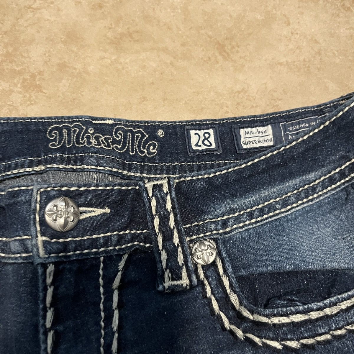 Miss Me × Vintage Miss Me Mid Rise Skinny Jeans Size 28" / US 6 / IT 42 - 3 Thumbnail
