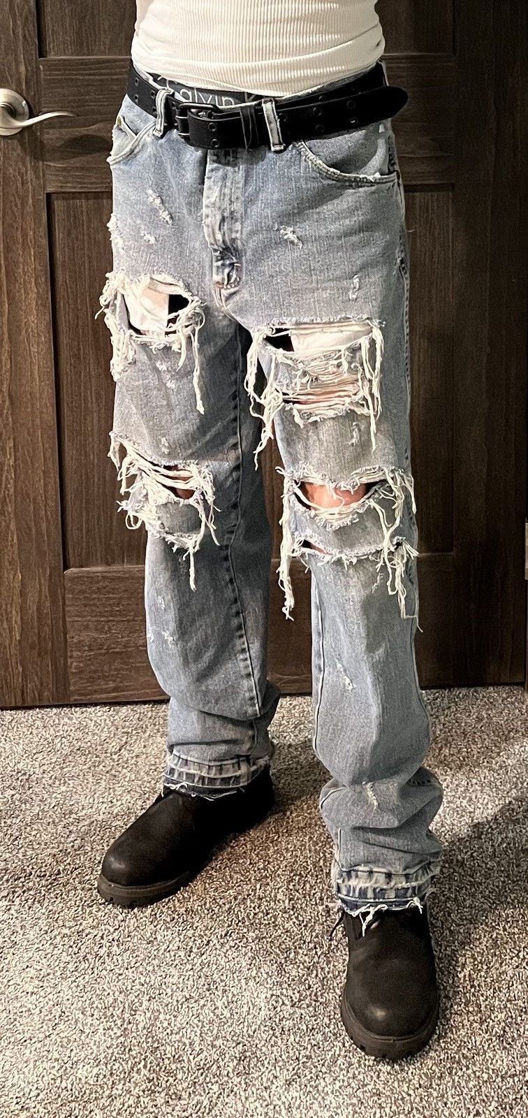 Vintage × Wrangler Wrangler Vintage Distressed Denim 34x32 Size US 34 / EU 50 - 4 Thumbnail